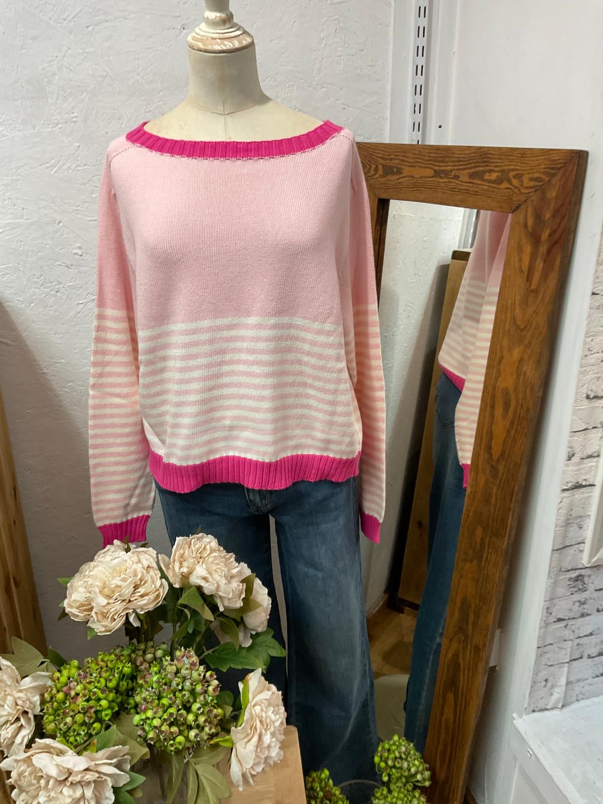 SALE - Lola Striped Cotton Contrast Jumper (4 Colours)