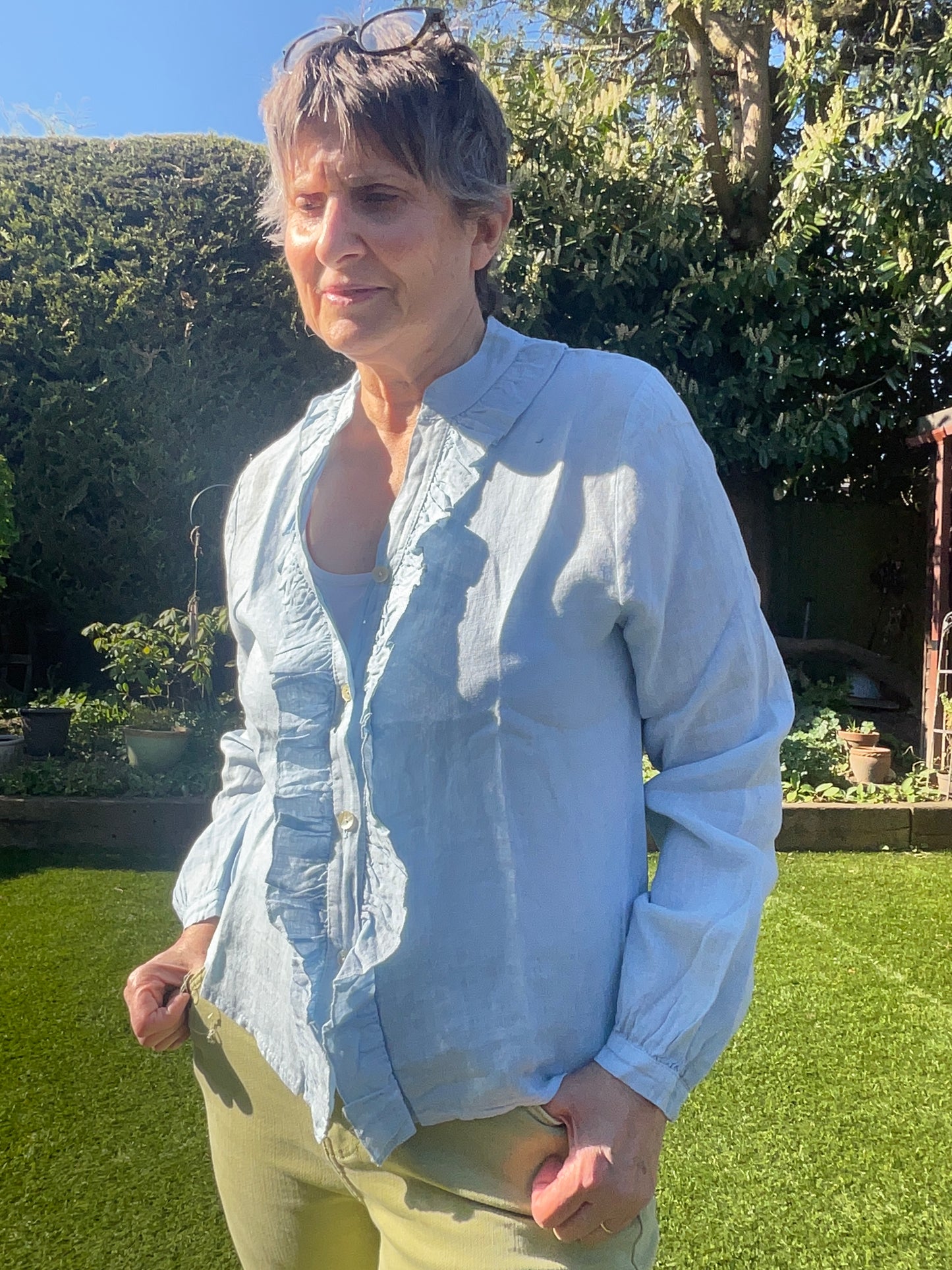 Fifi frilled linen shirt
