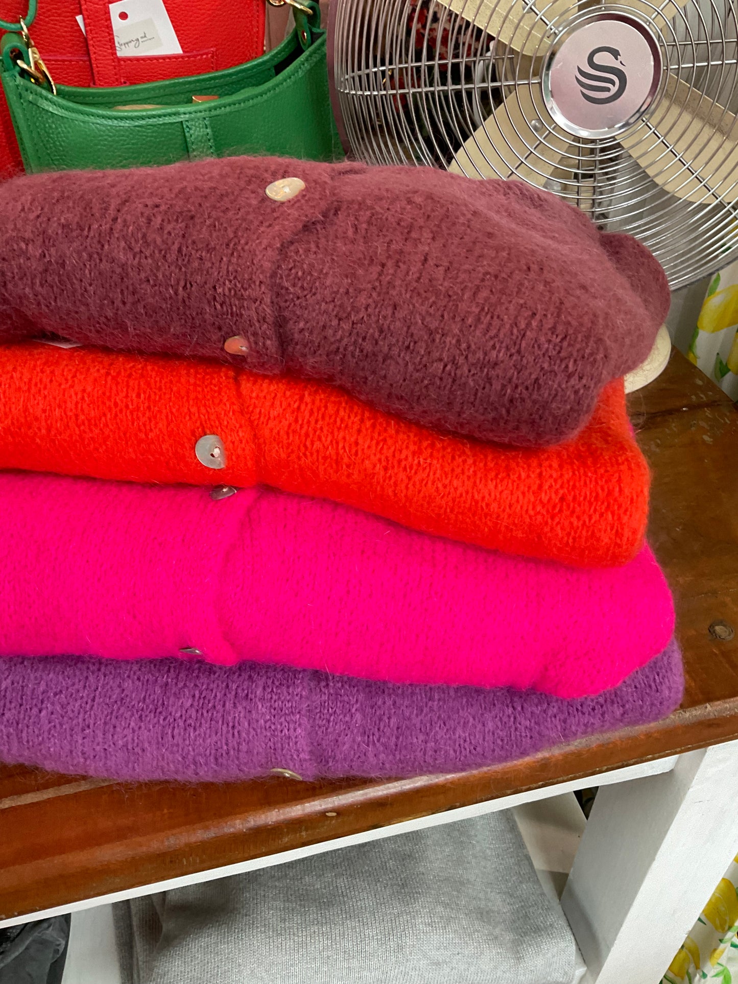 Short sleeve mohair cardigan