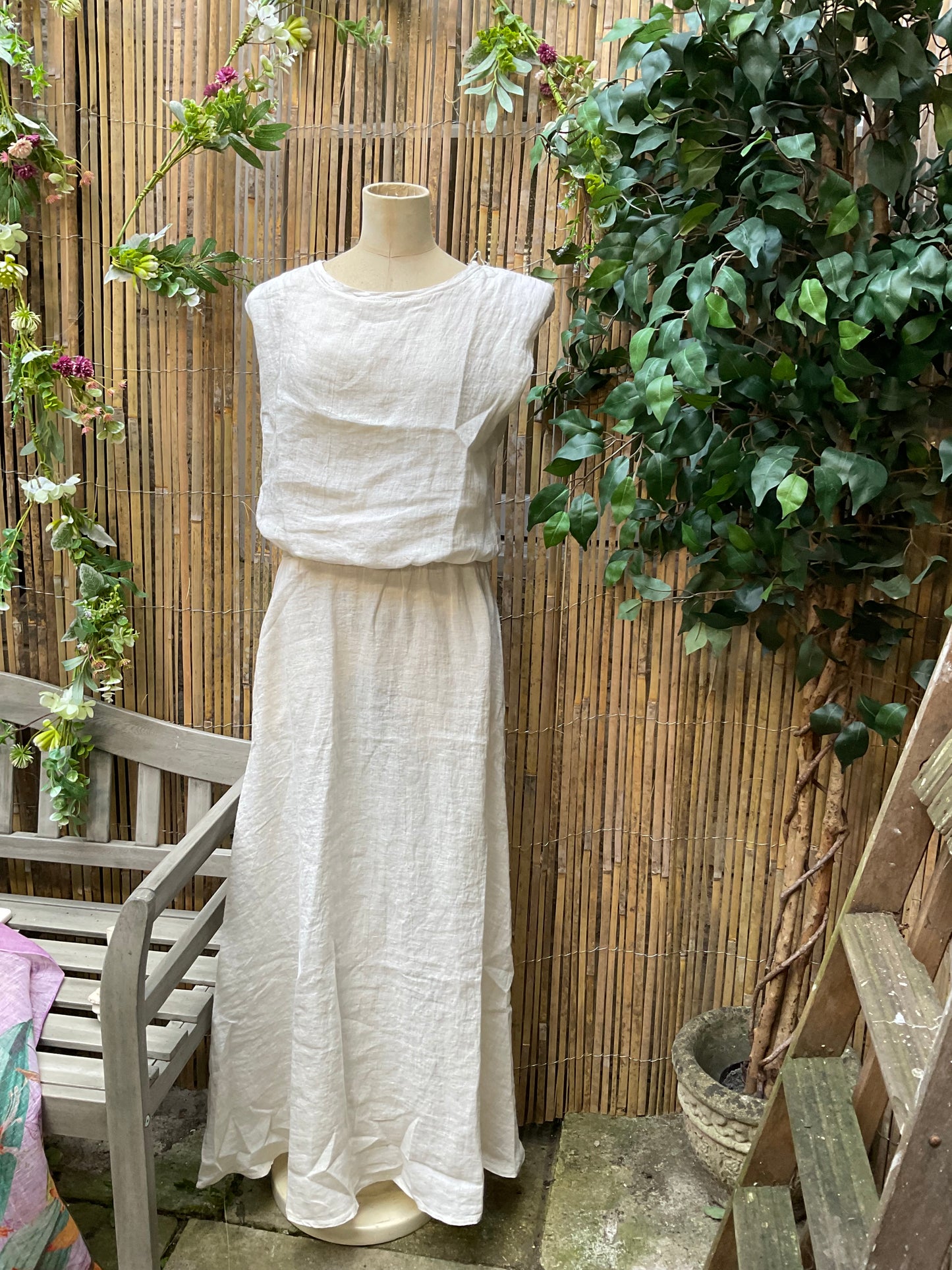 Cream Linen maxi skirt