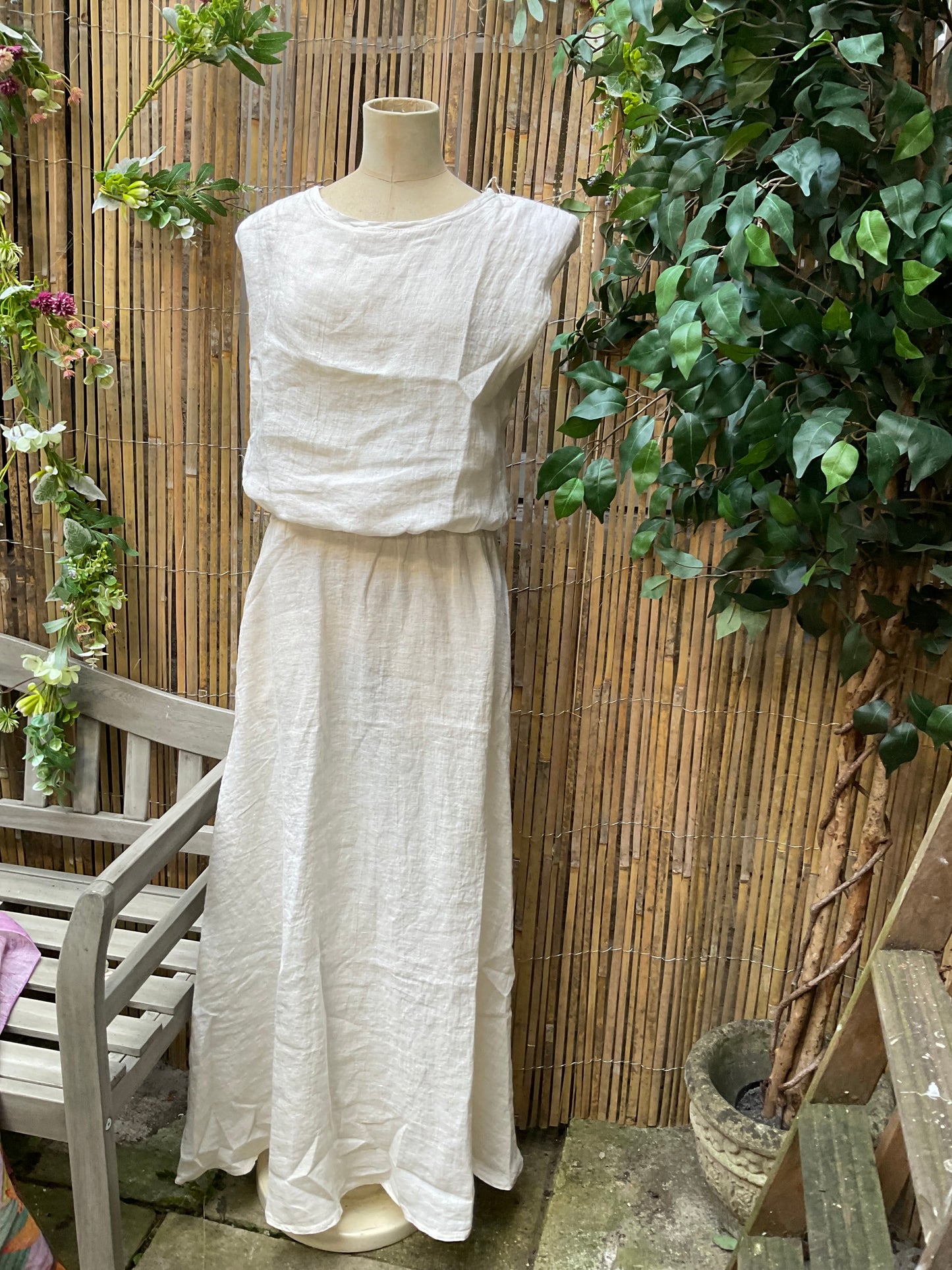Cream Linen maxi skirt
