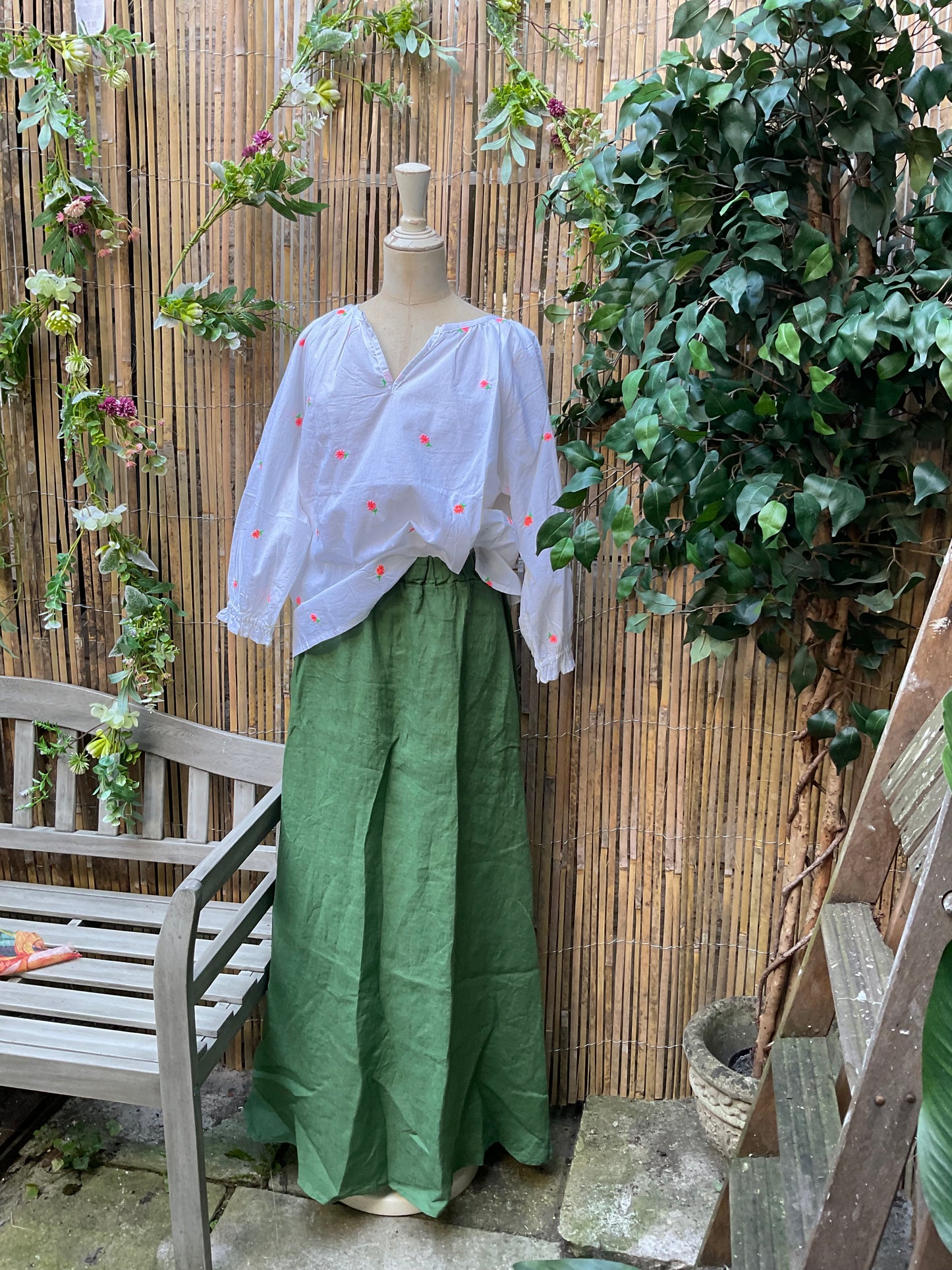 Styling Green Linen skirt