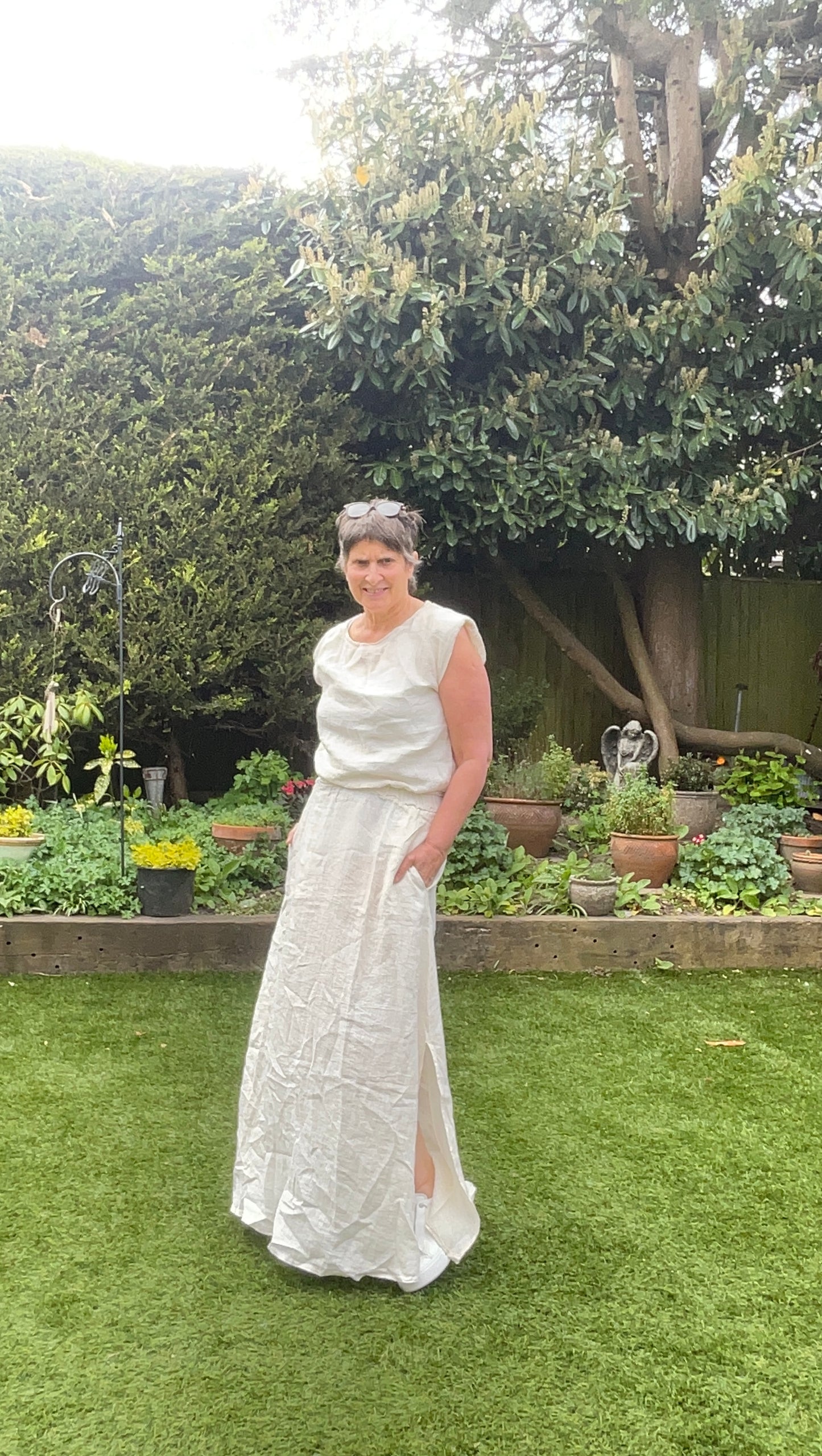 Cream Linen maxi skirt