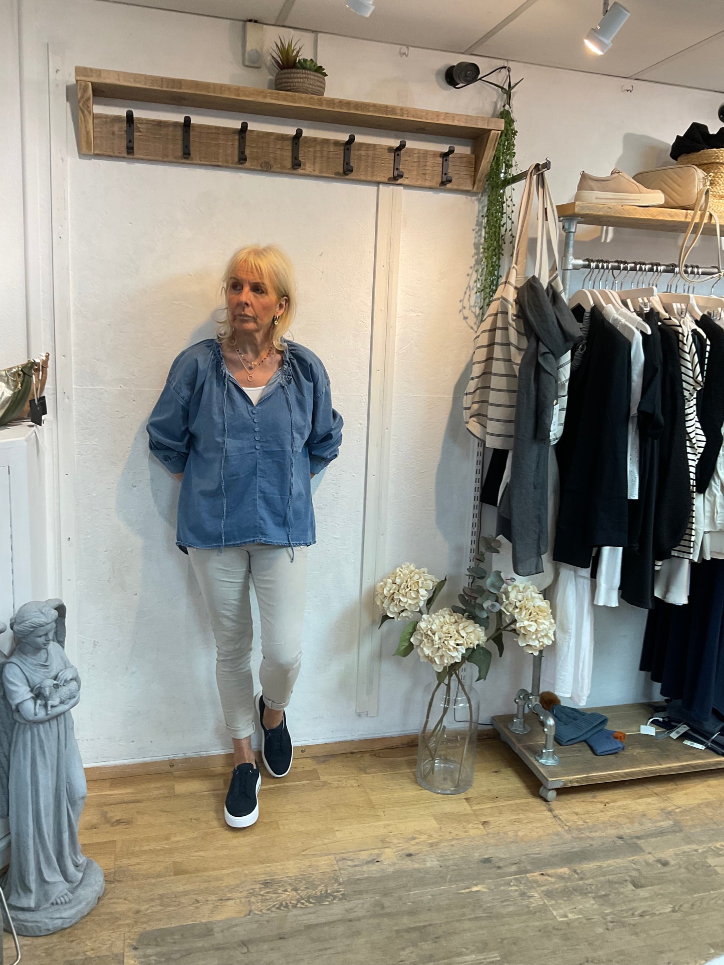Chambray tunic blouson