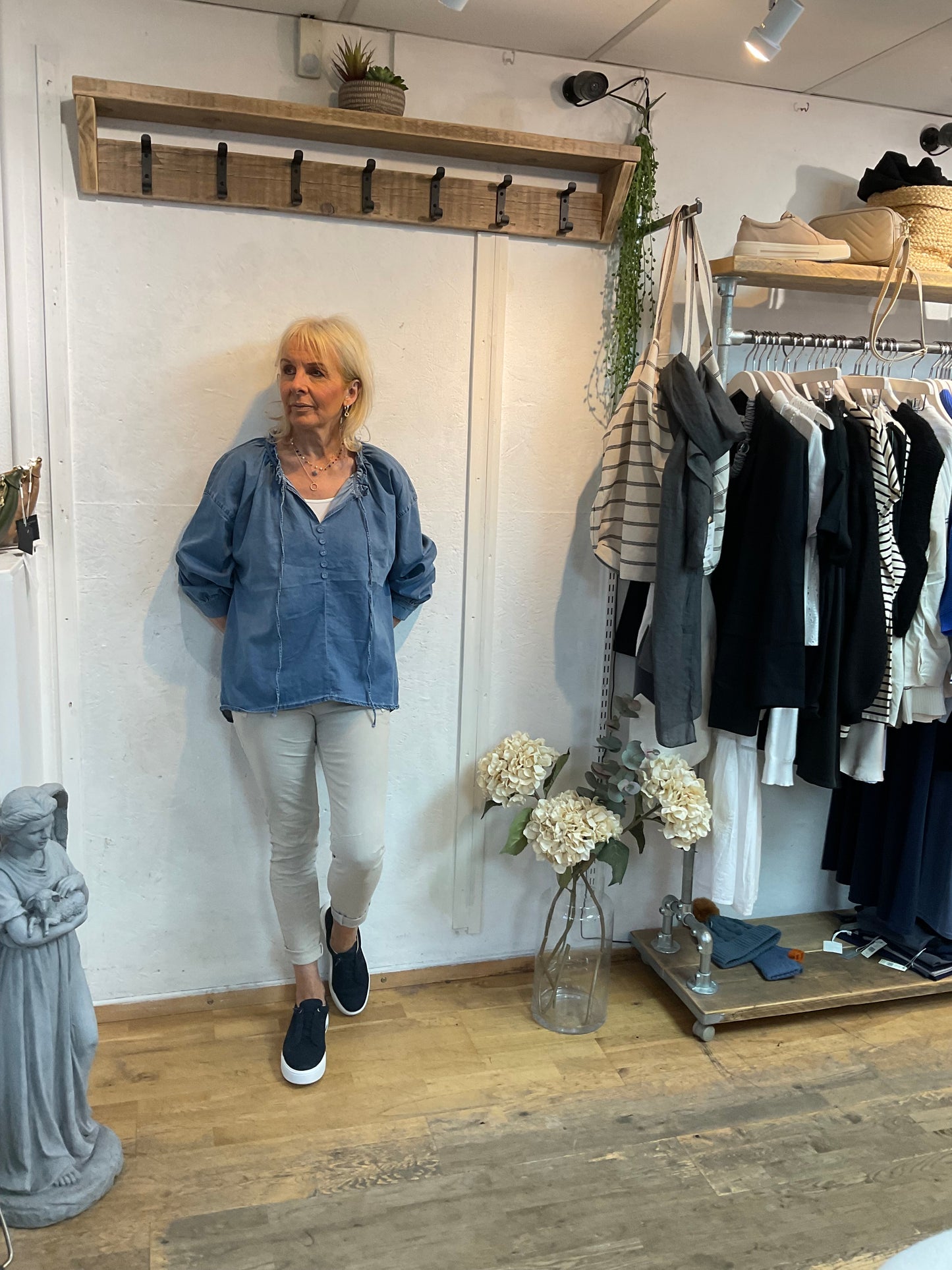 Chambray tunic blouson