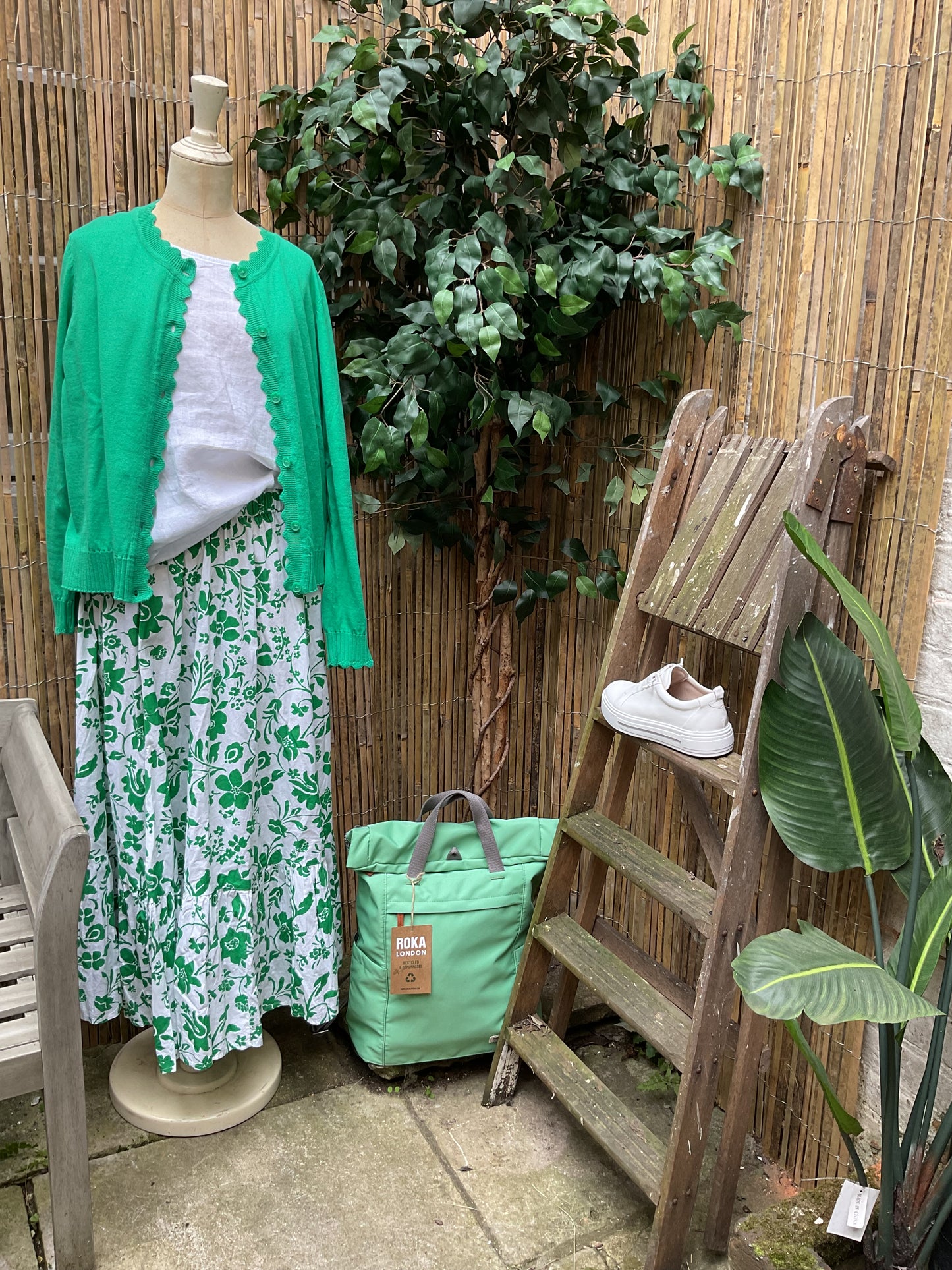 Fiona green floral skirt