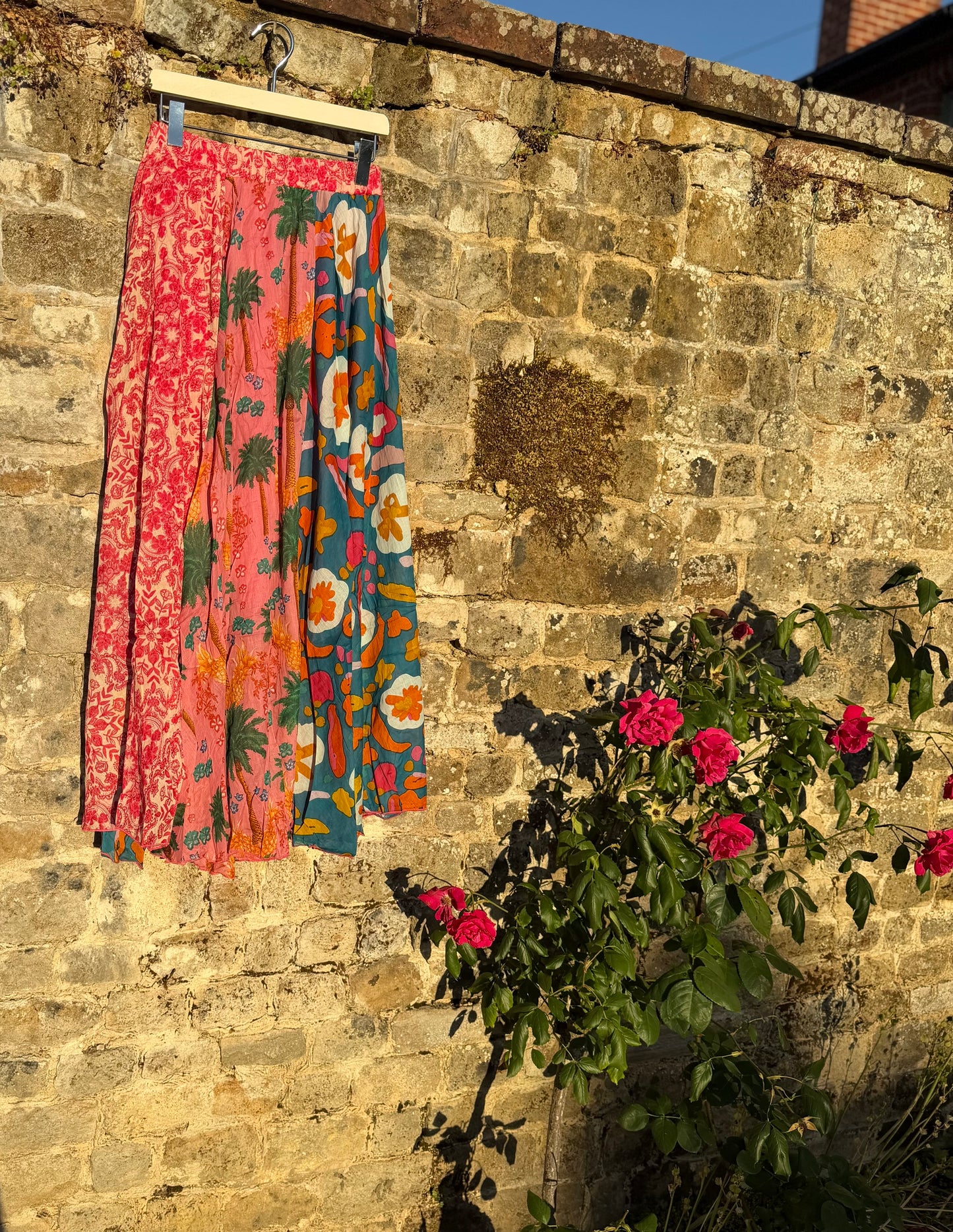 Patchwork Effect Floral Print Skirt