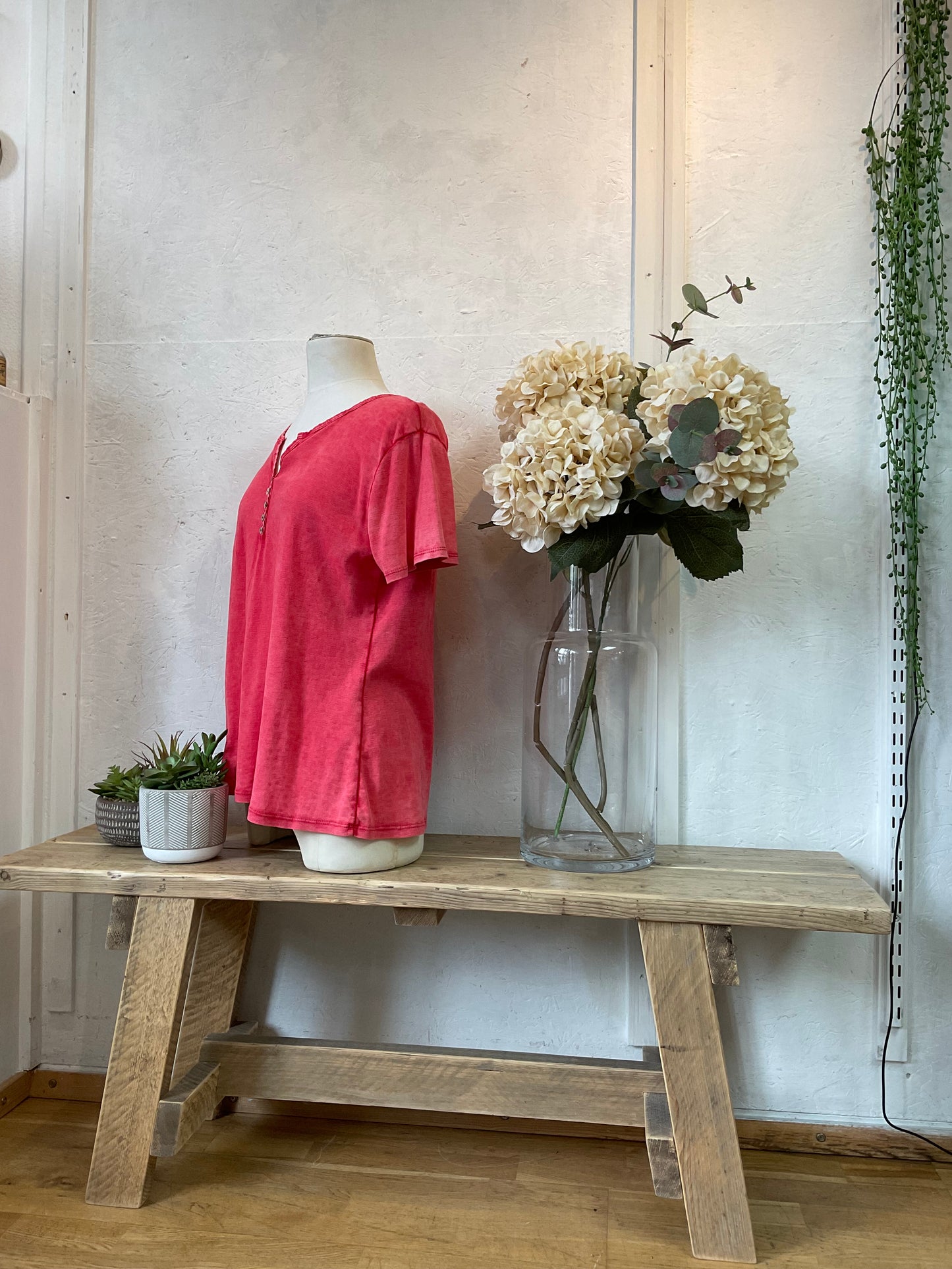 Sally Red grandad cotton shirt
