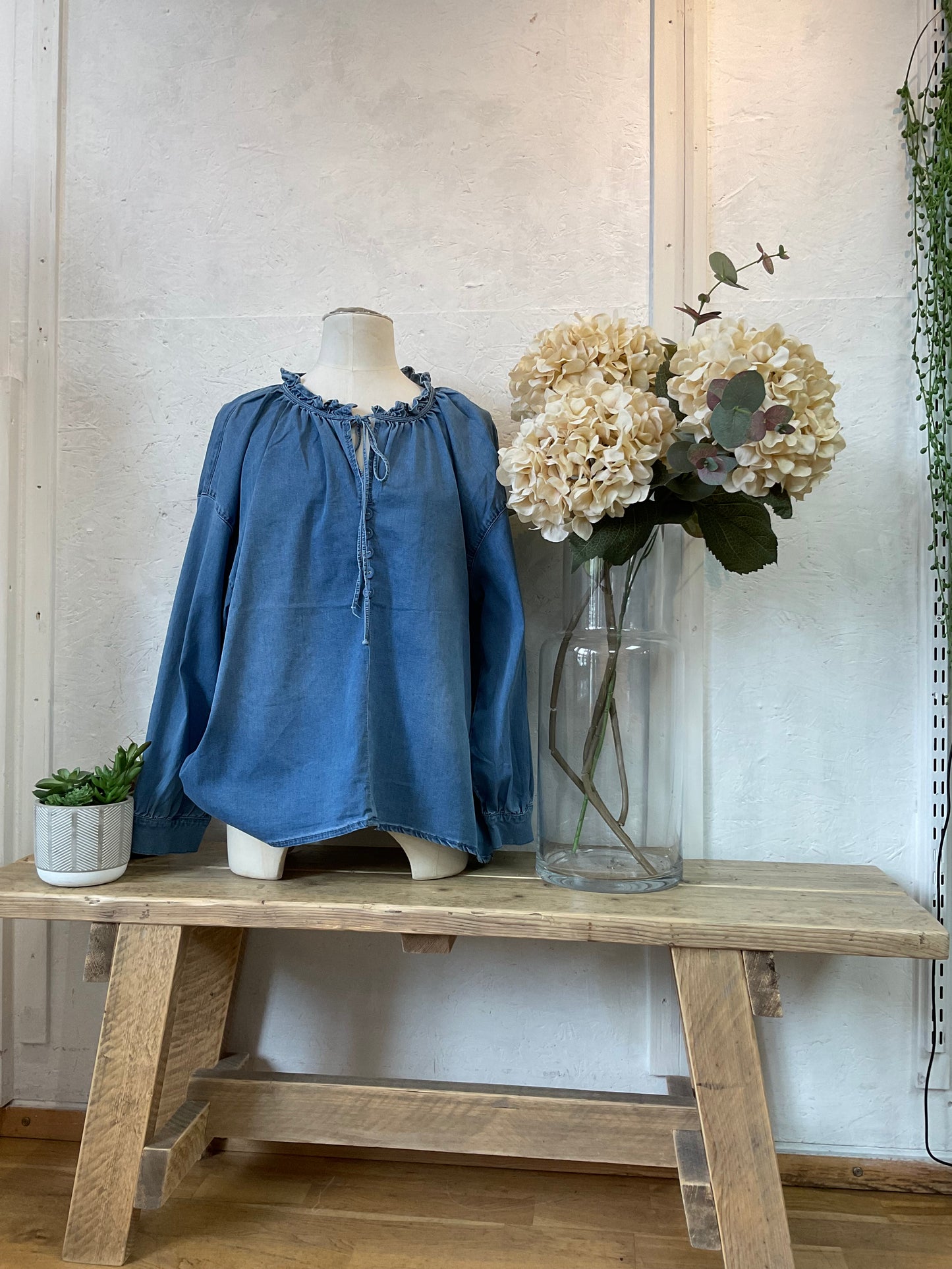 Chambray tunic blouson