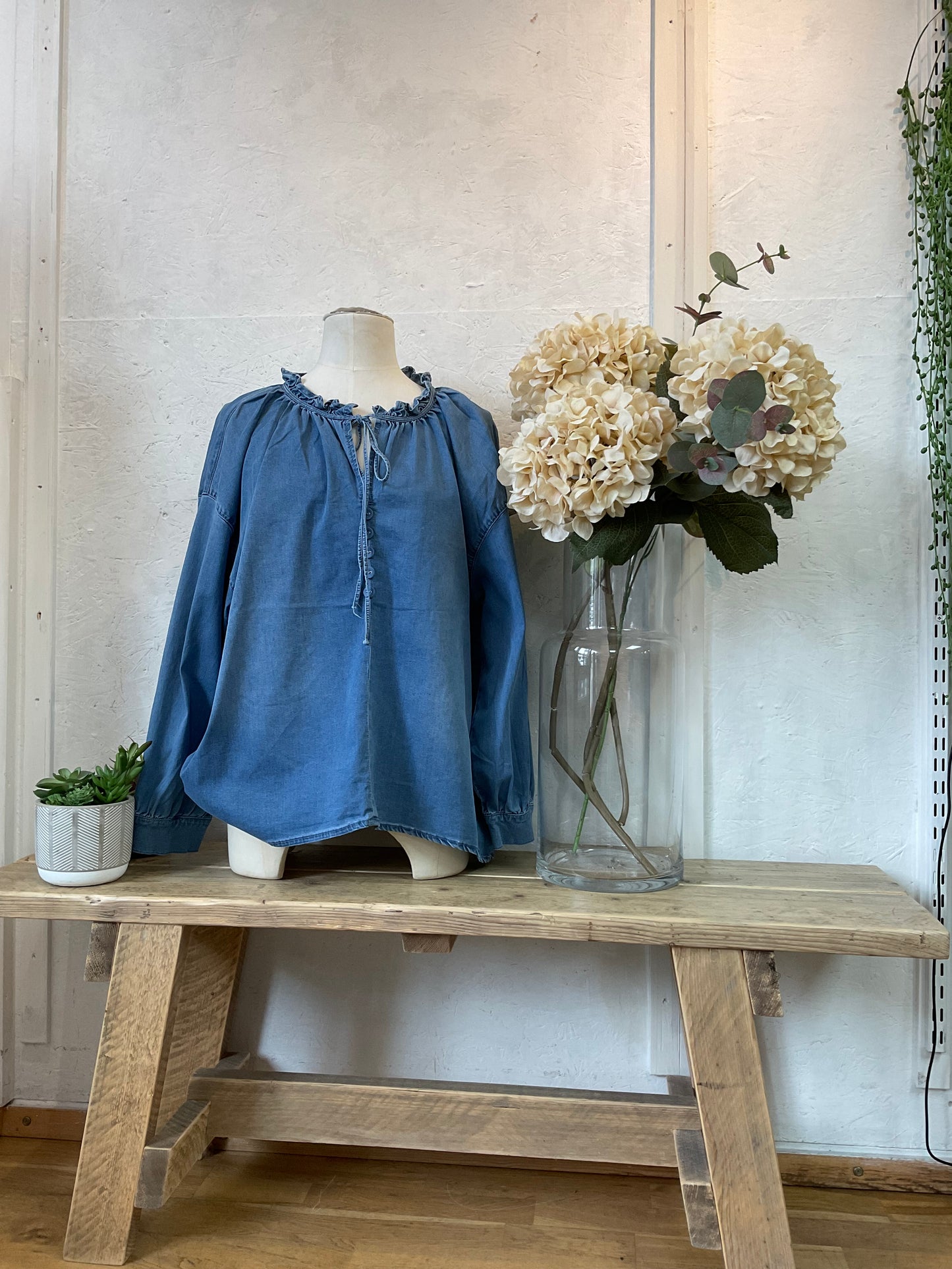 Chambray tunic blouson