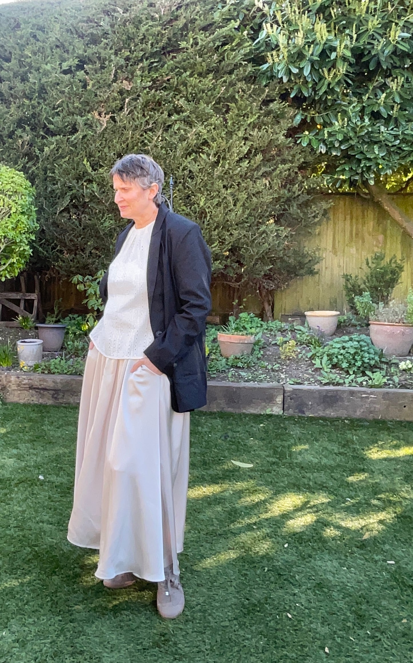 Chalk U.K. Audrey cream satin skirt