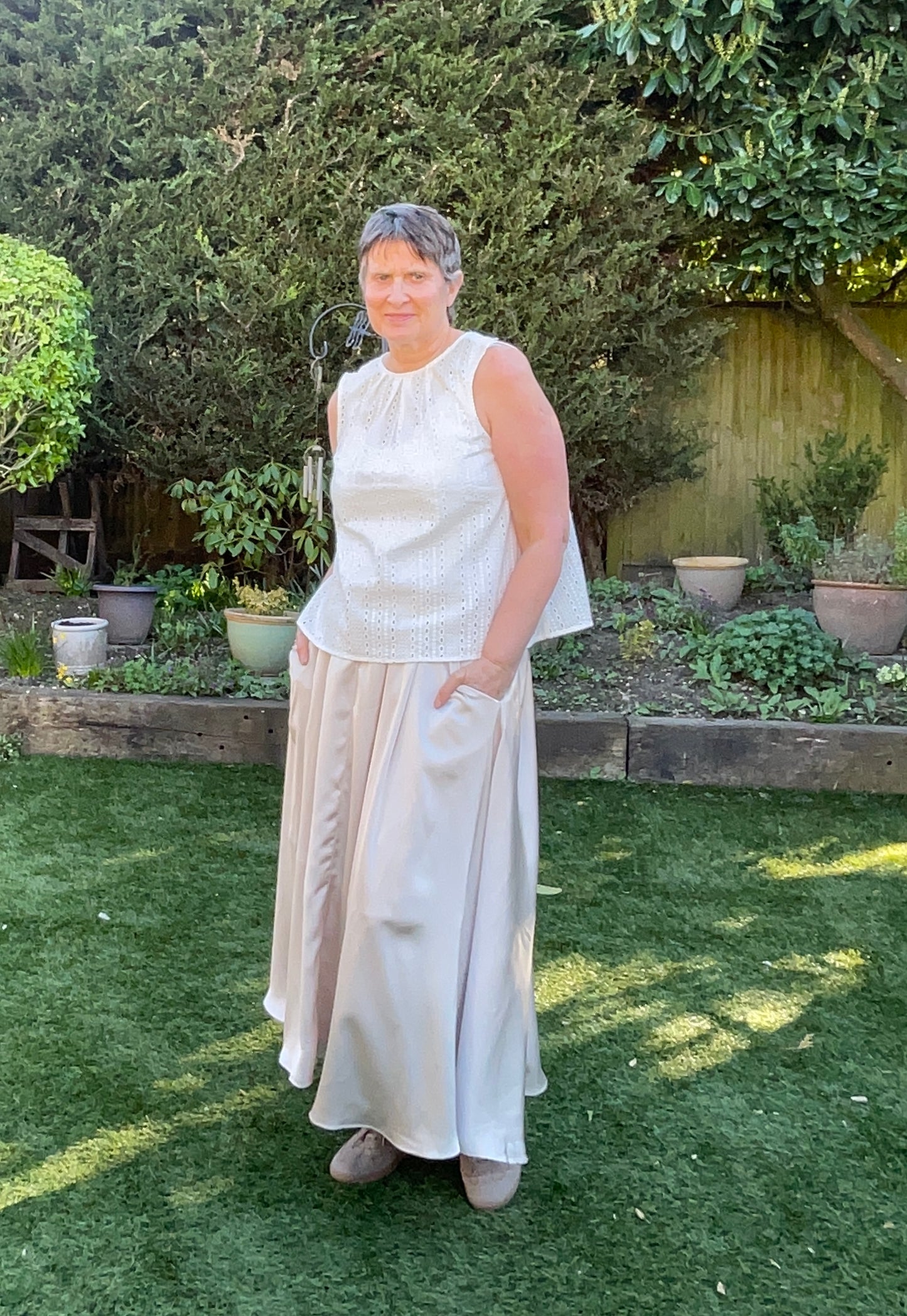 Chalk U.K. Audrey cream satin skirt