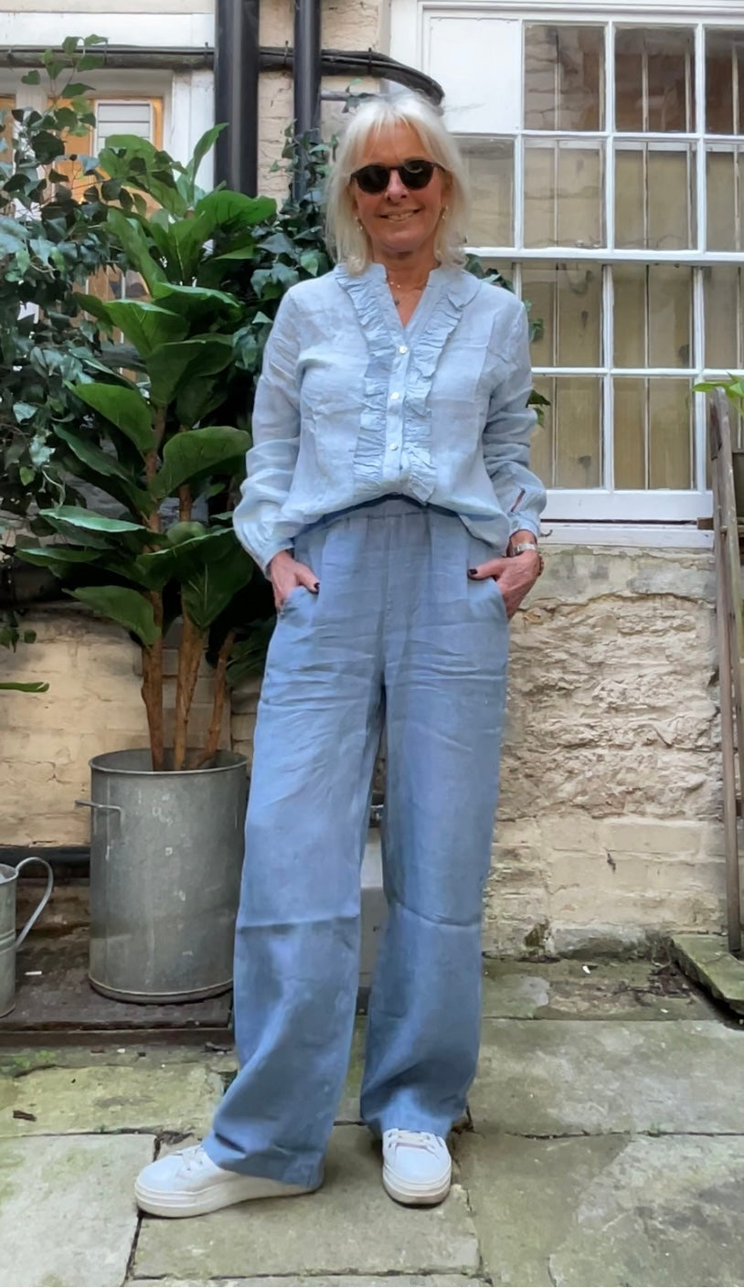 Fifi frilled linen shirt
