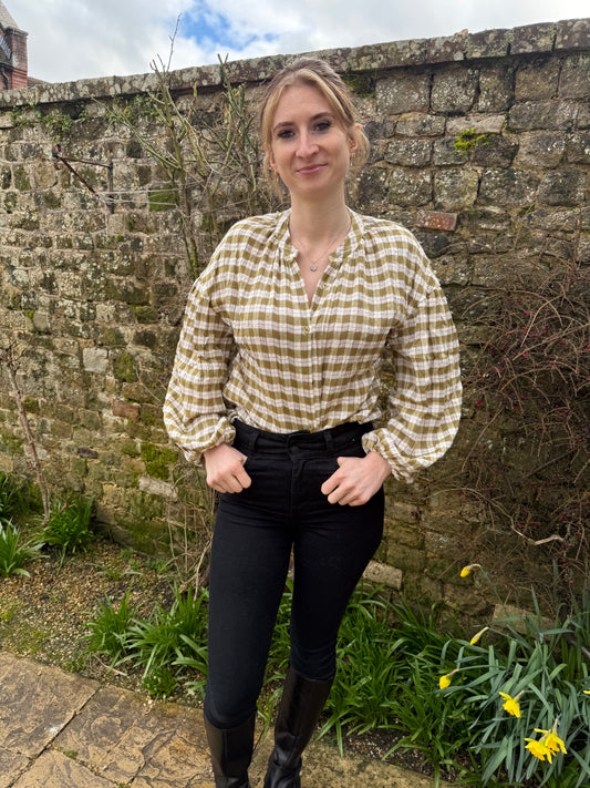 Lottie Green & Cream Blouse