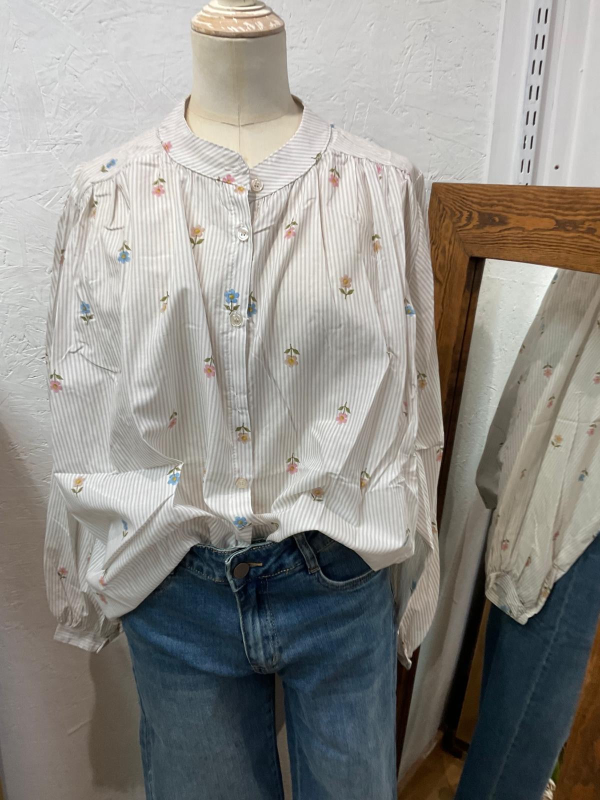 Betty Striped Floral Blouse (5 Colours)