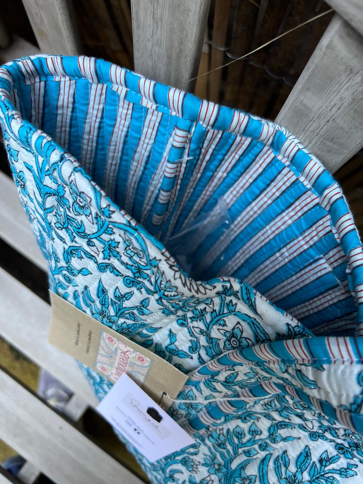Serendipity Cotton Shoulder Tote - Aqua Baroque