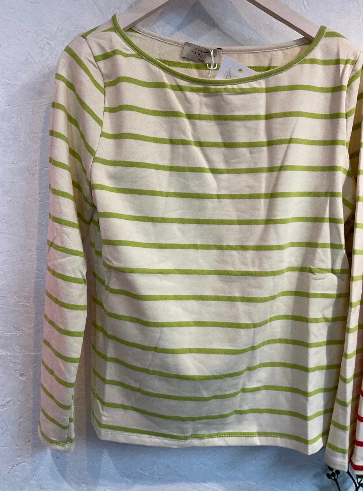 Breton Cream and Lime Striped Top