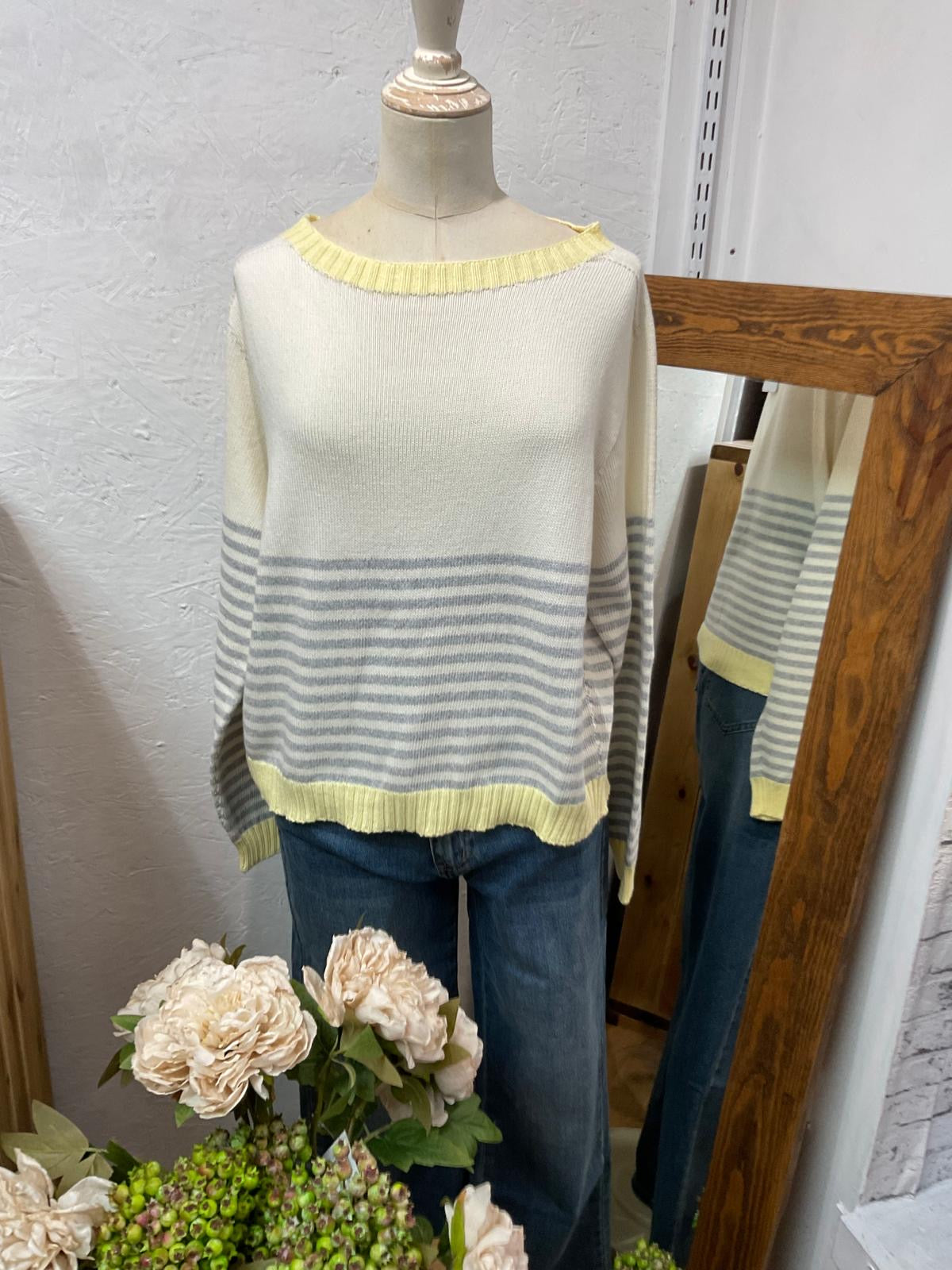 Lola Striped Cotton Contrast Jumper (4 Colours)