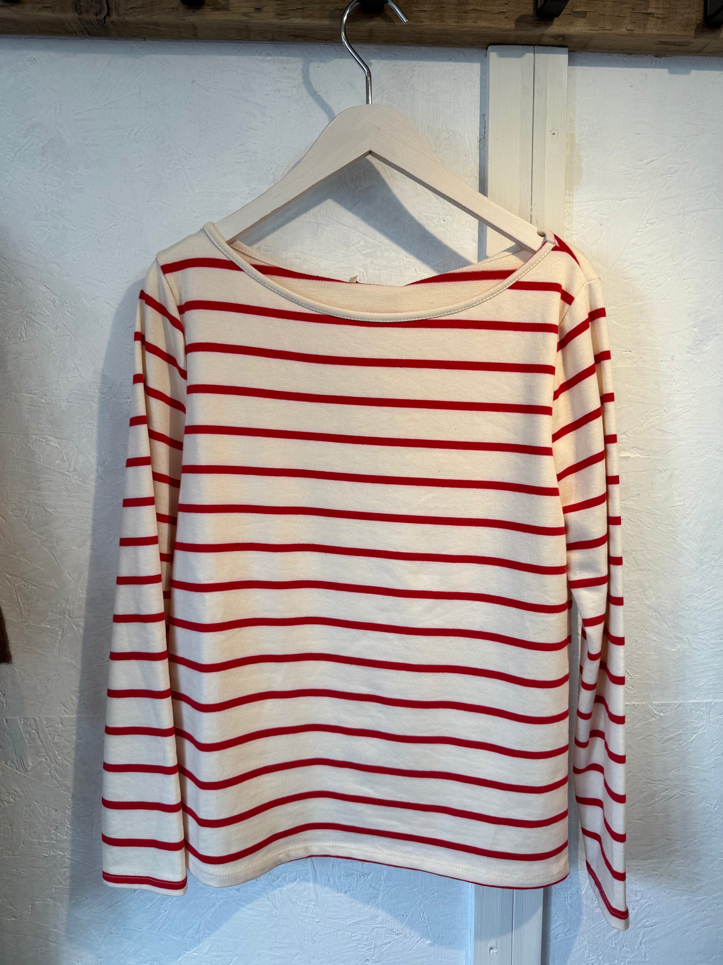 Red & Cream Striped Breton Top