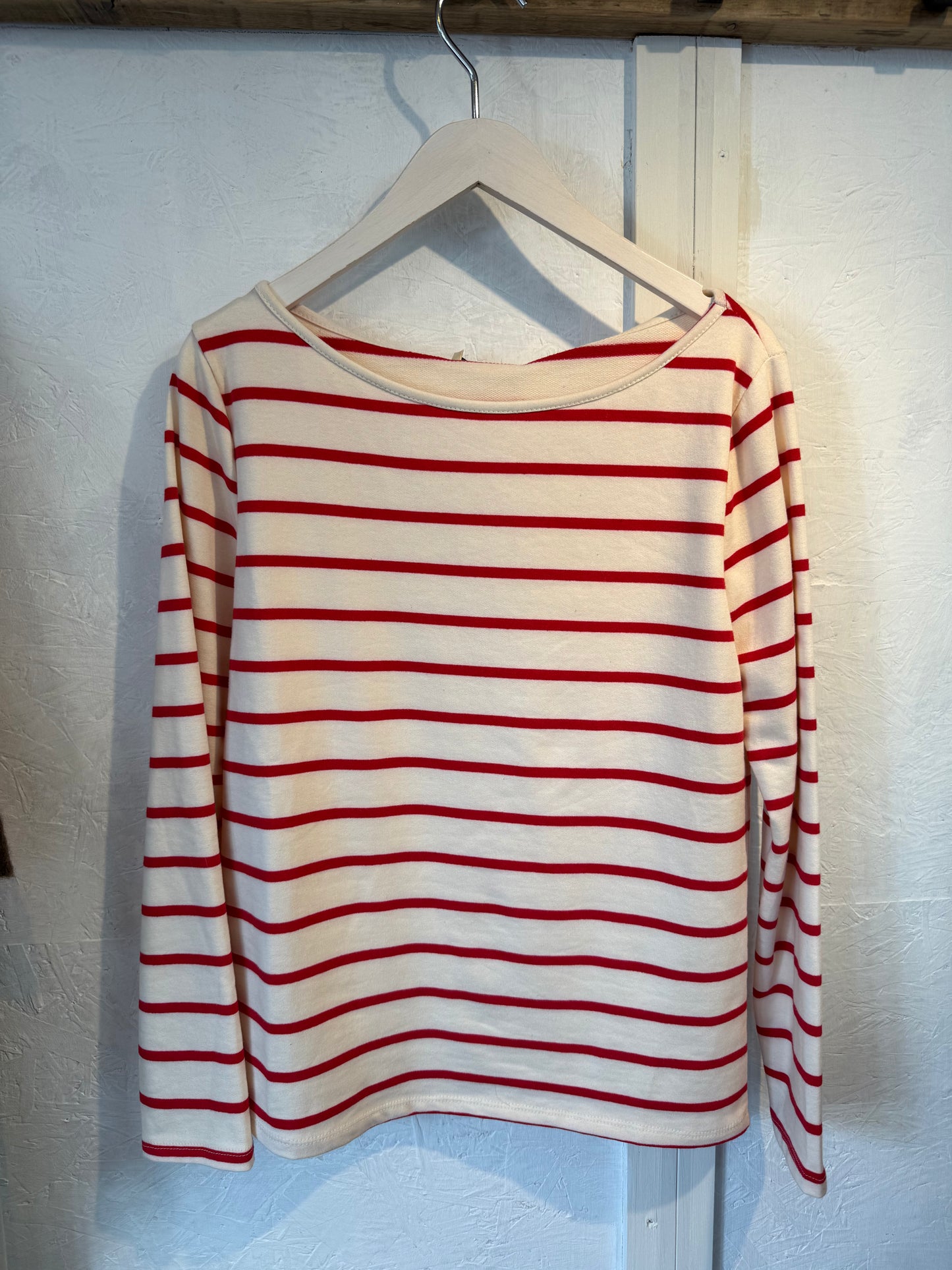 Red & Cream Striped Breton Top