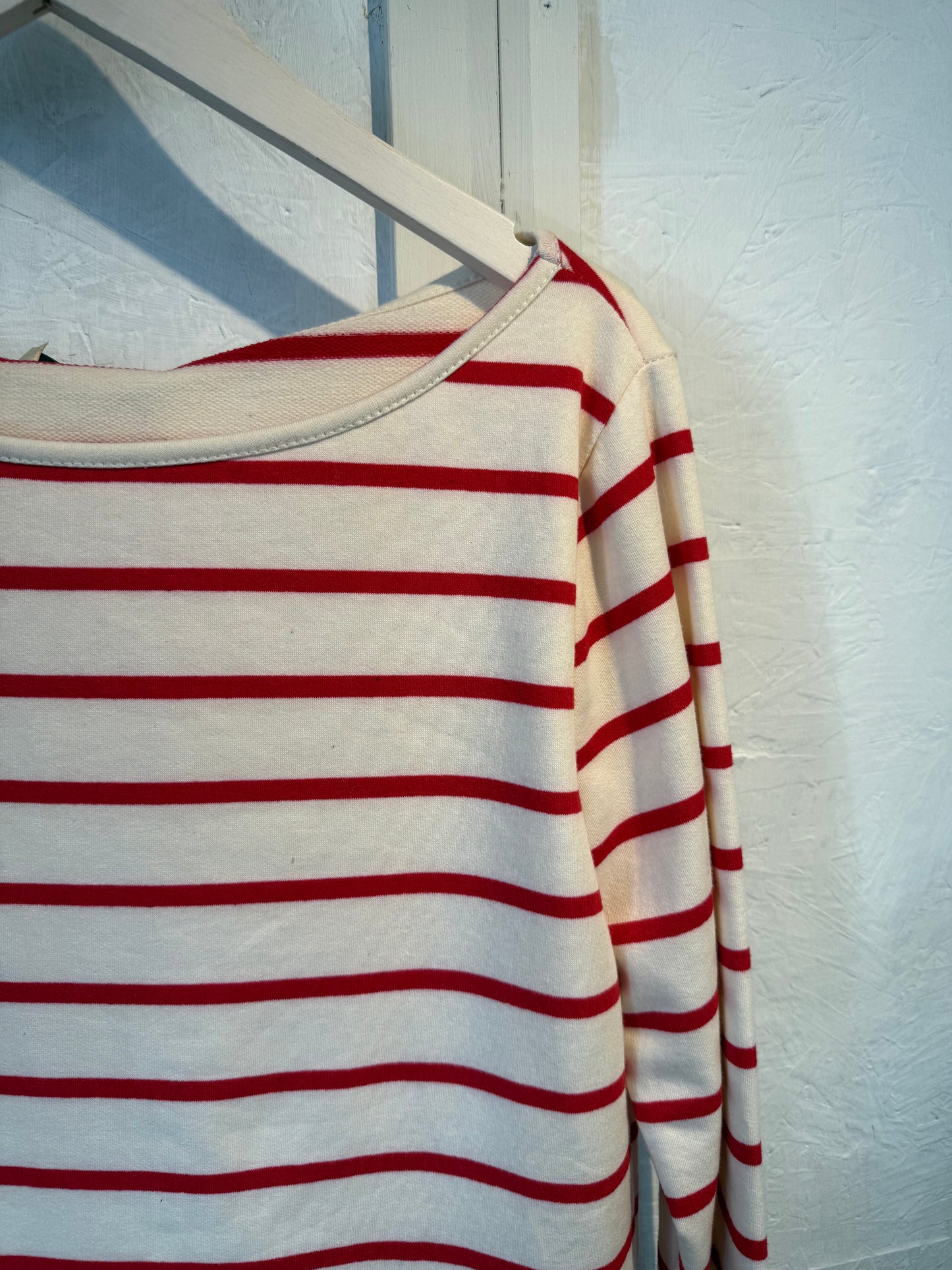 Red & Cream Striped Breton Top