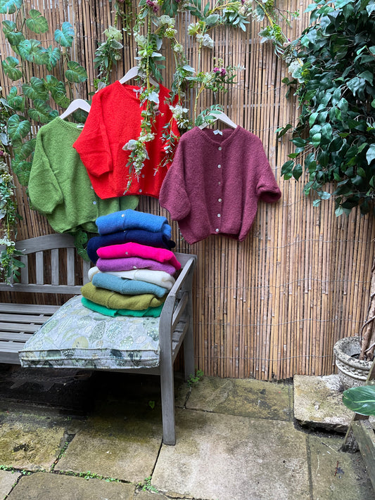Short sleeve mohair cardigan