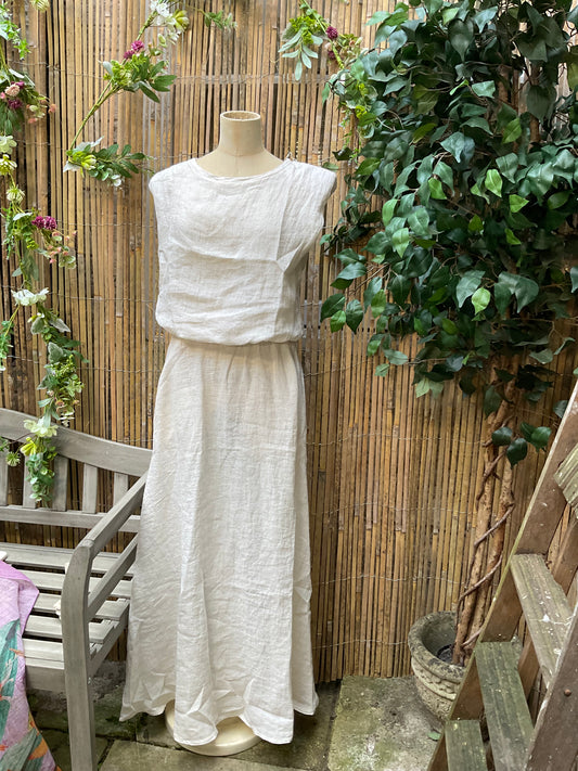 Cream Linen maxi skirt