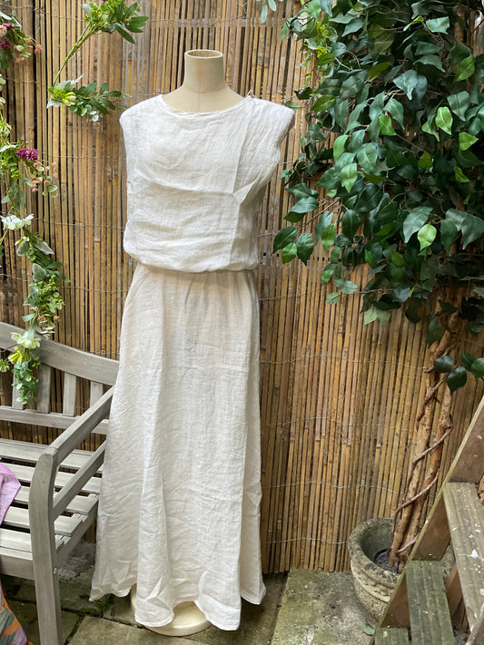 Cream Linen maxi skirt