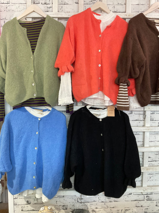 Tilly alpaca mix frill sleeve cardigan
