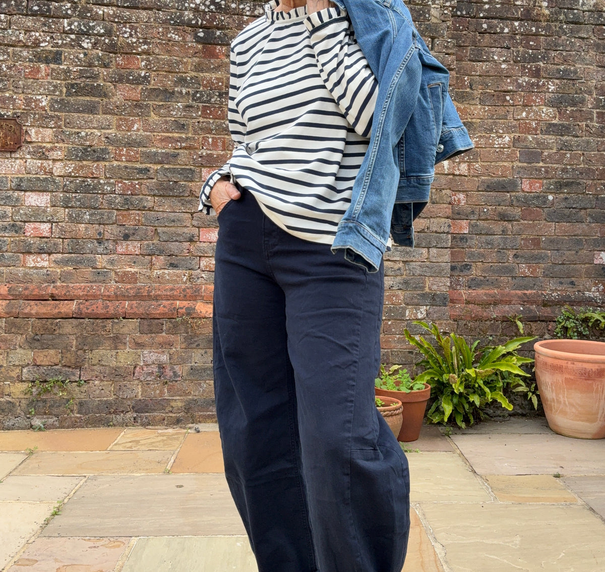 Styling Navy Barrel jeans
