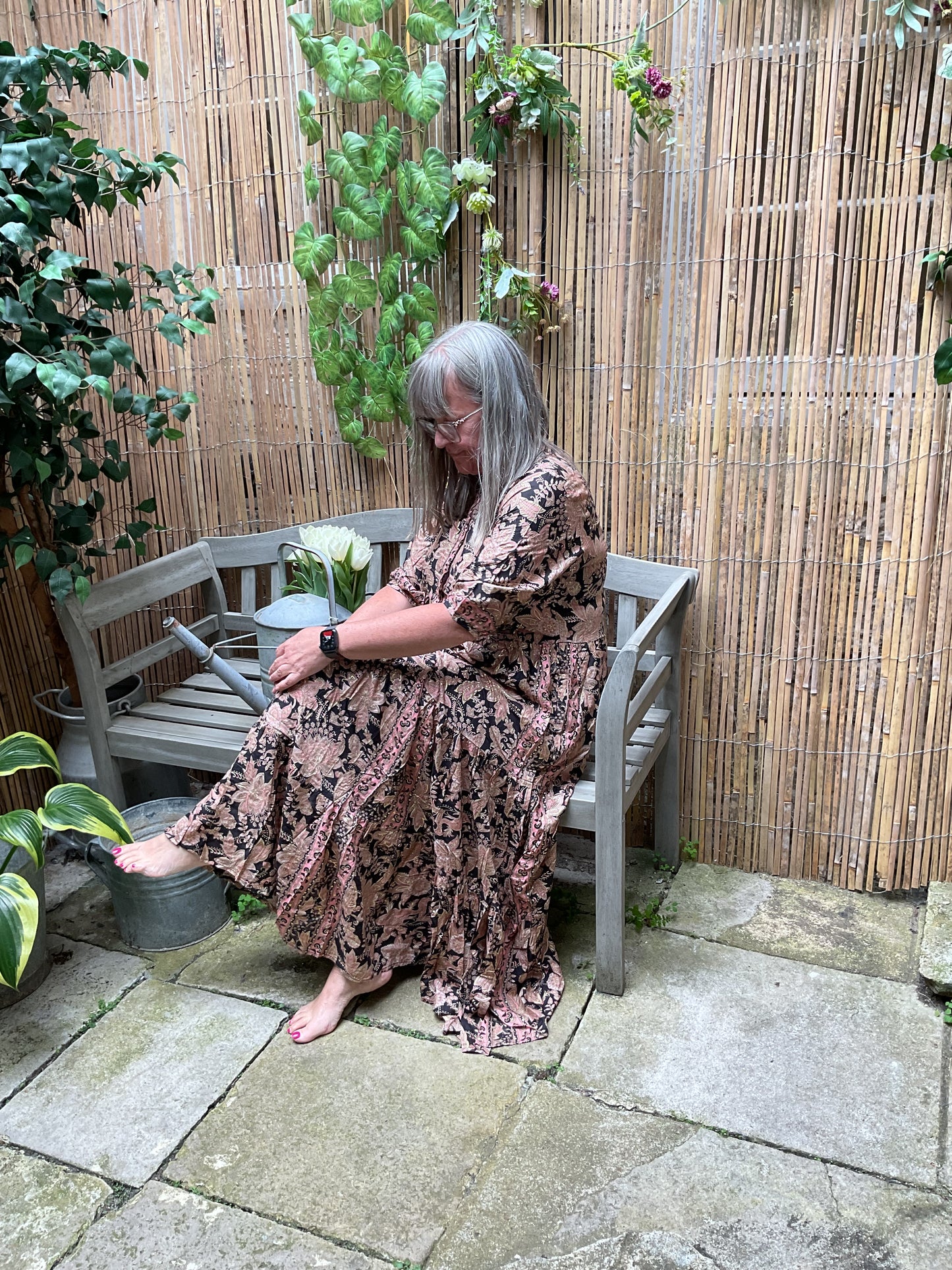 Metallic print dress