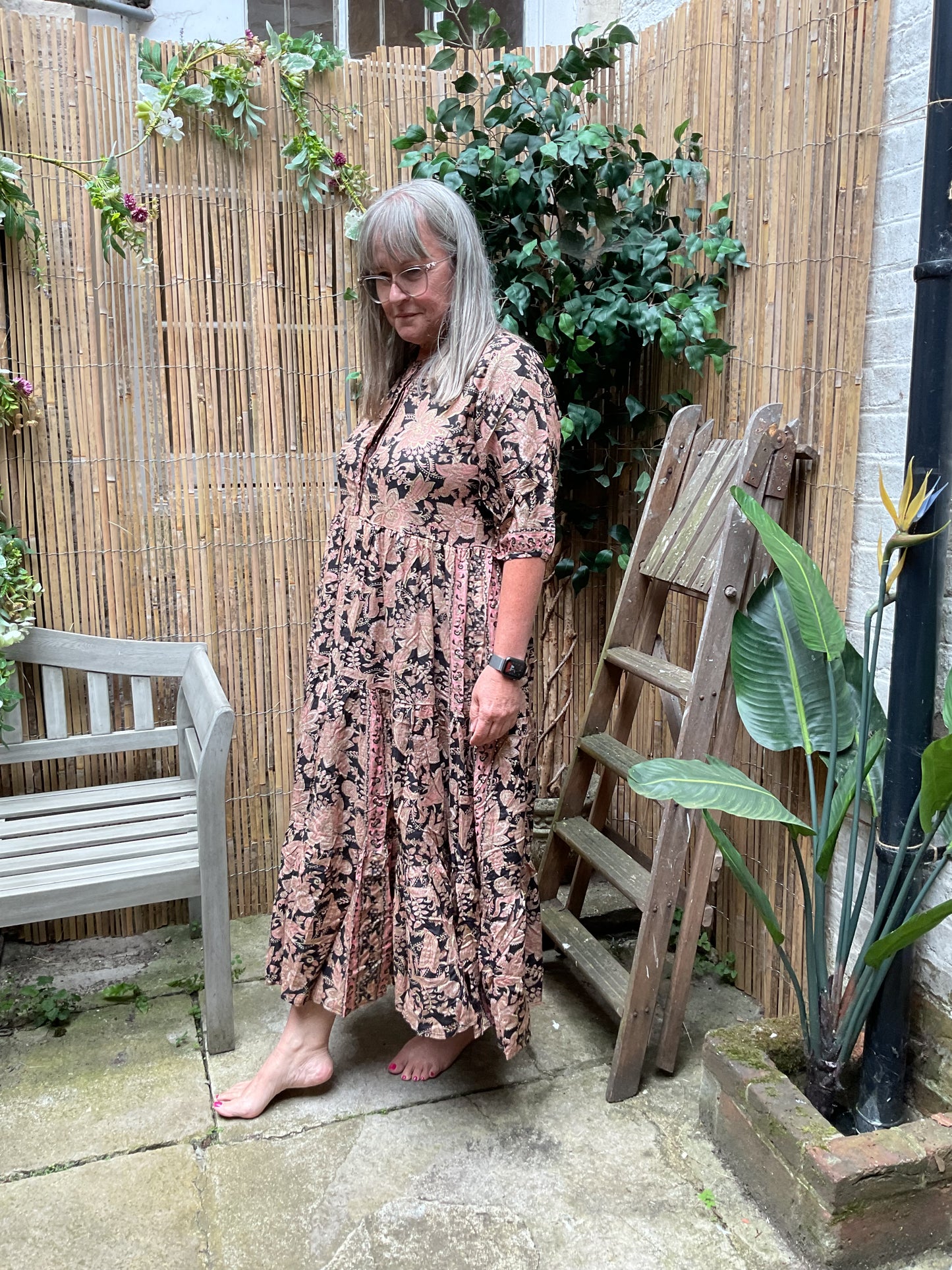 Metallic print dress