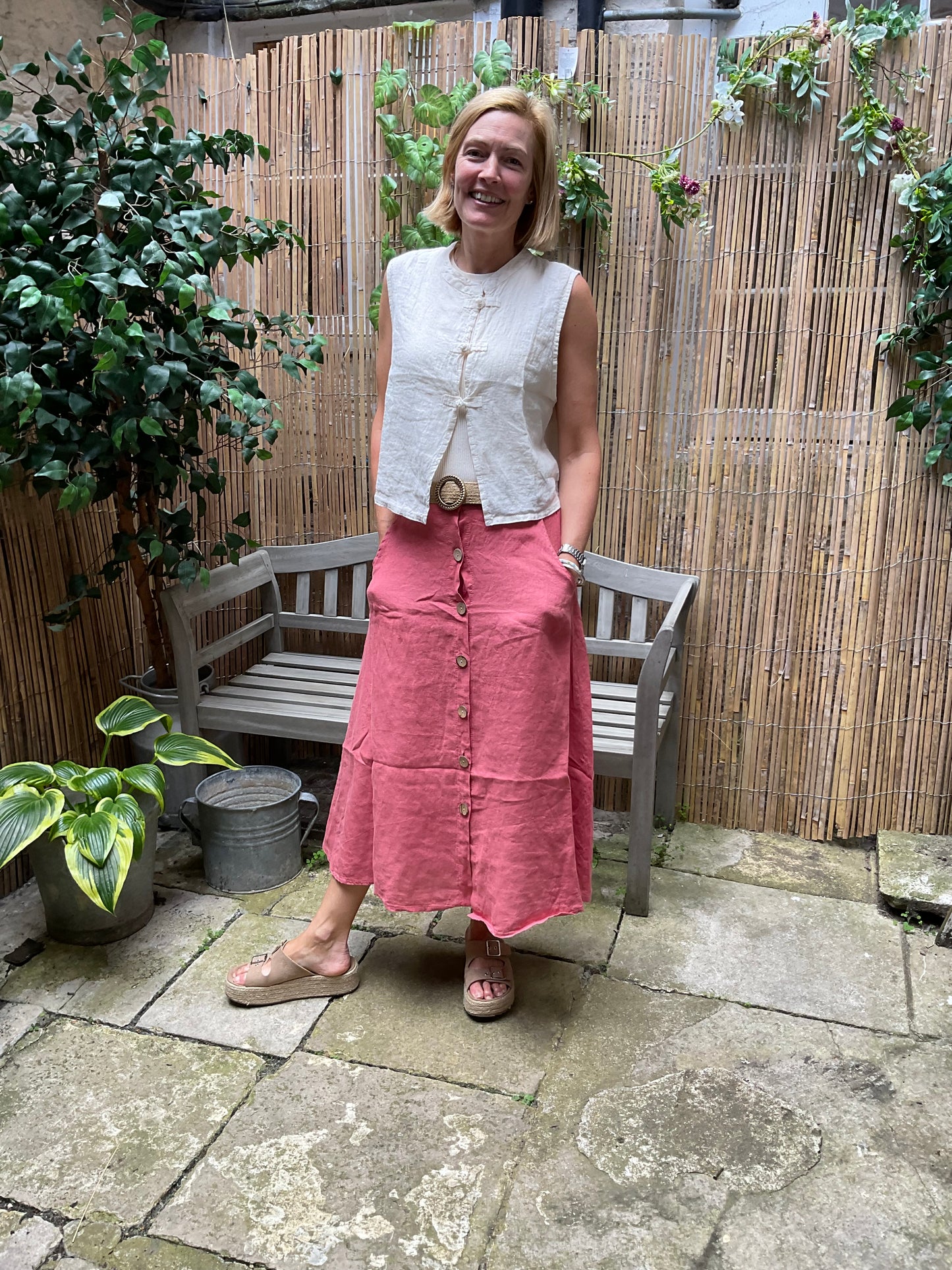 Terecotta linen skirt