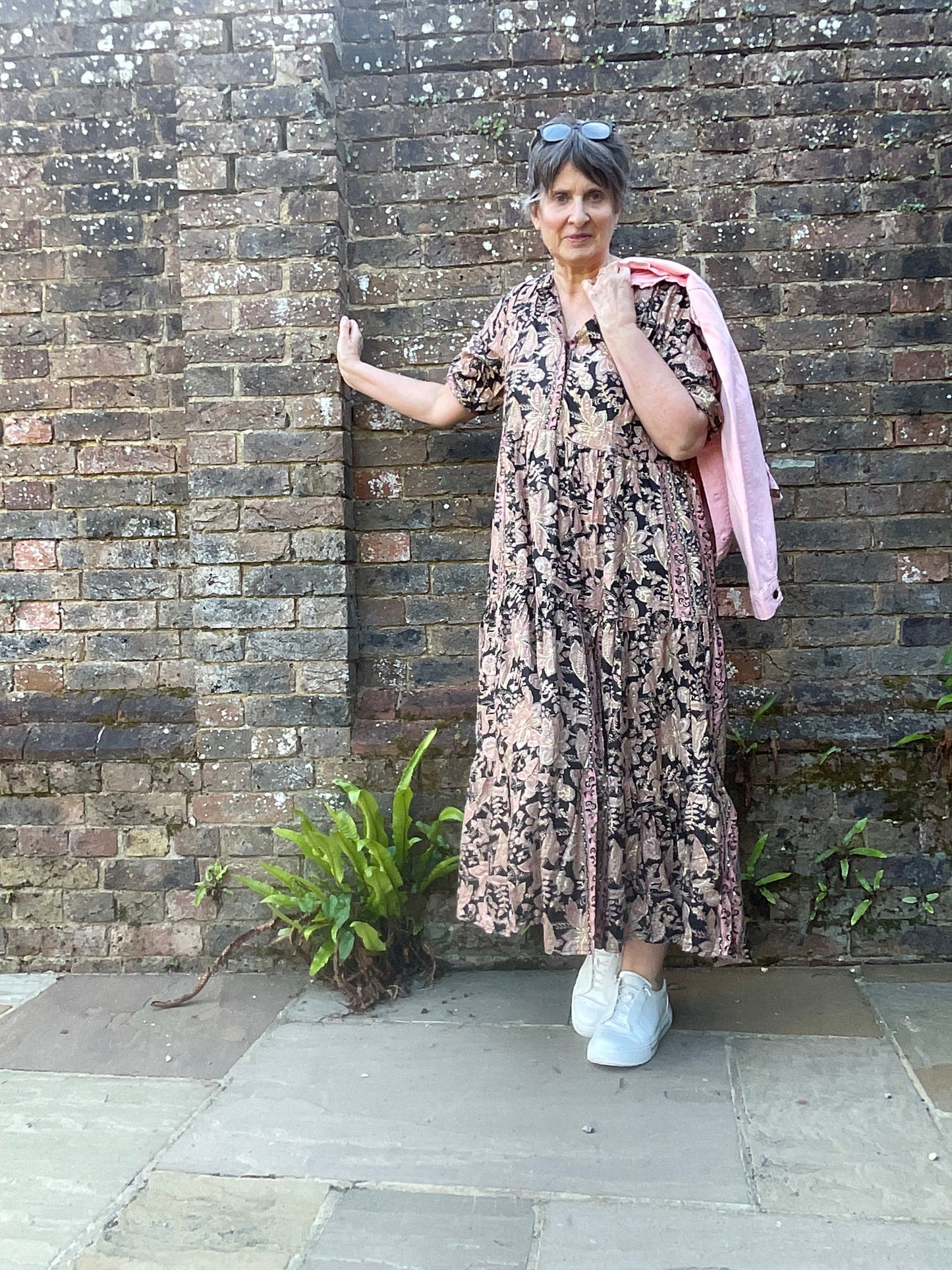 Metallic print dress