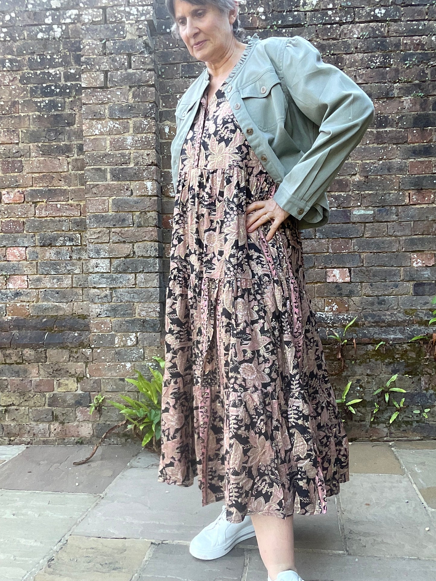Metallic print dress