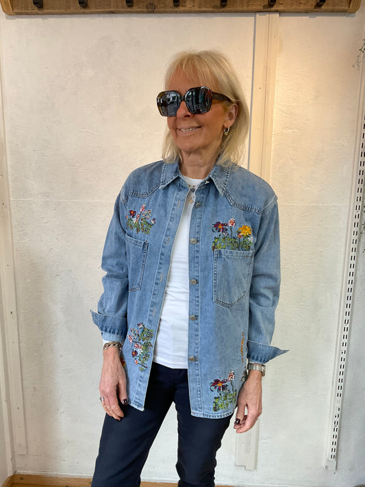 Lucy Printed Denim Shacket