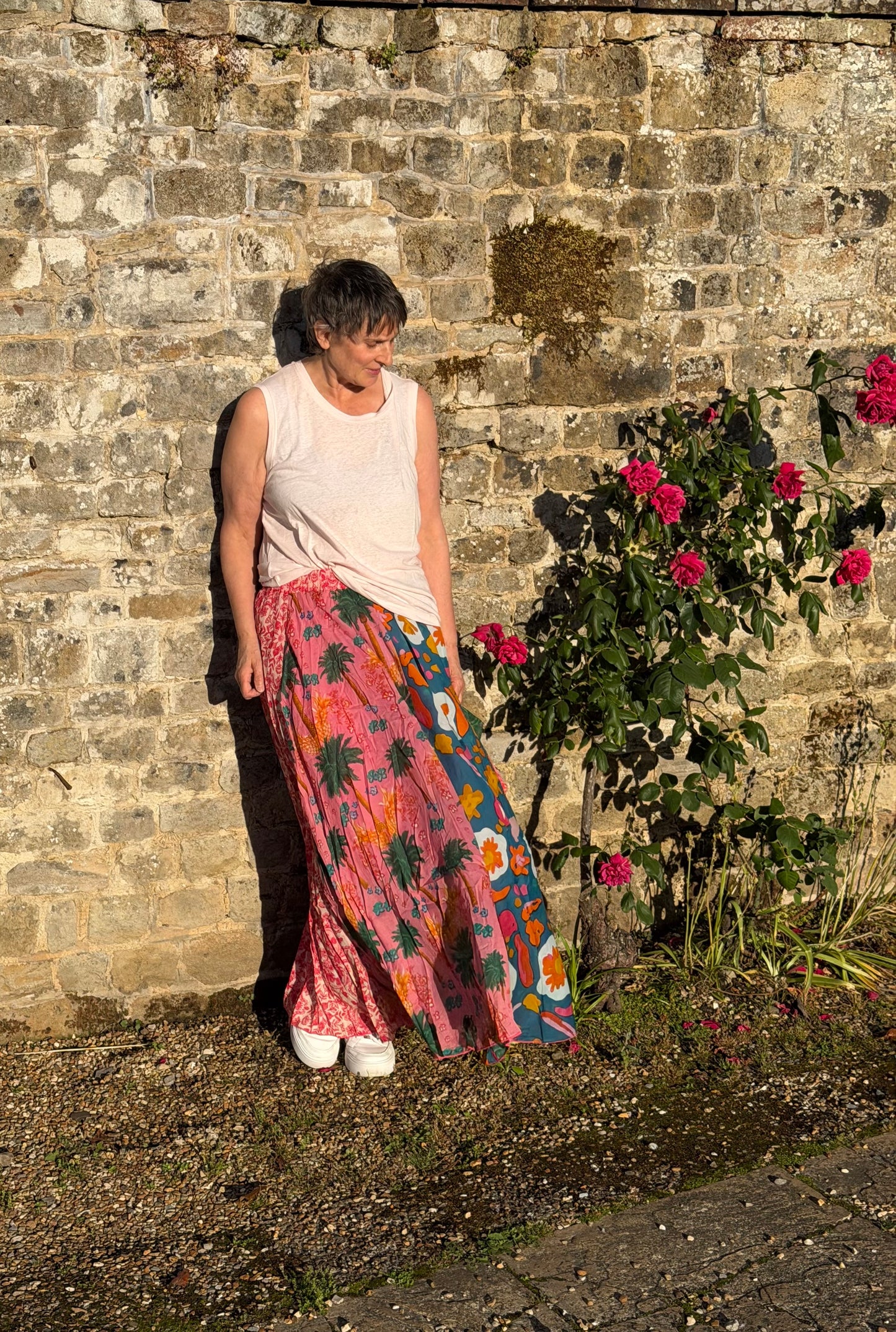 Patchwork Effect Floral Print Skirt