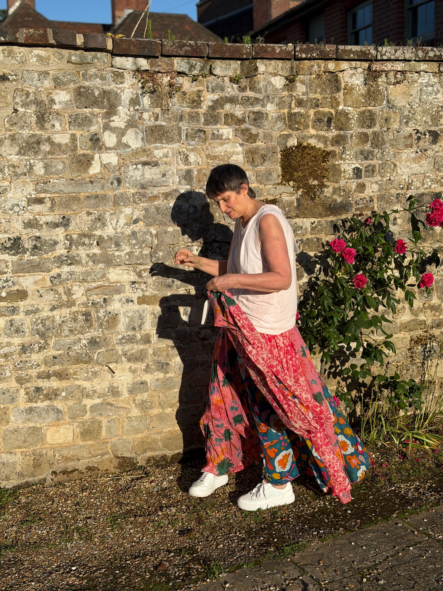 Patchwork Effect Floral Print Skirt