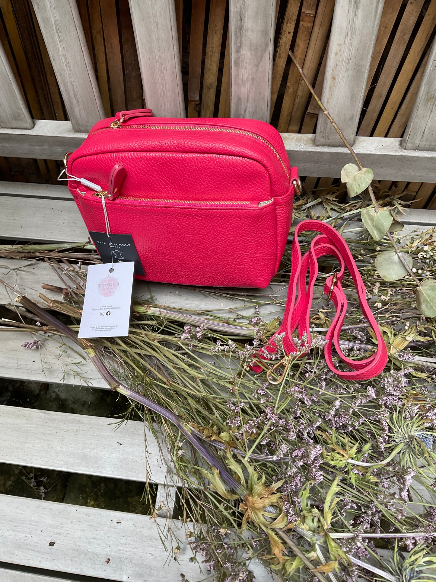 Ellie Beaumont raspberry leather bag sale £50