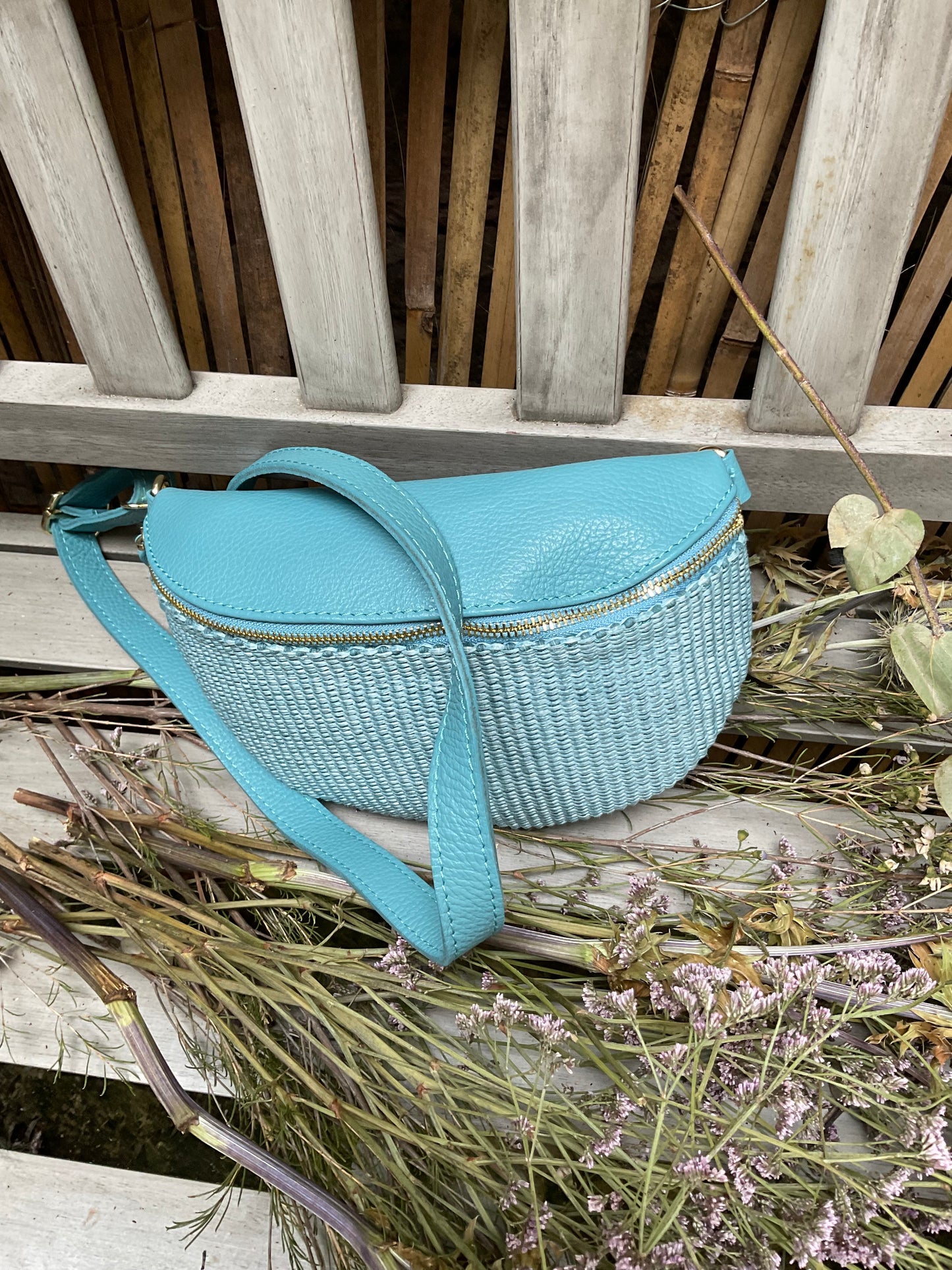 Ellie Beaumont turquoise leather bag