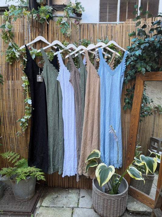 Trinny Linen Dress ( Contact shop for instock colours )