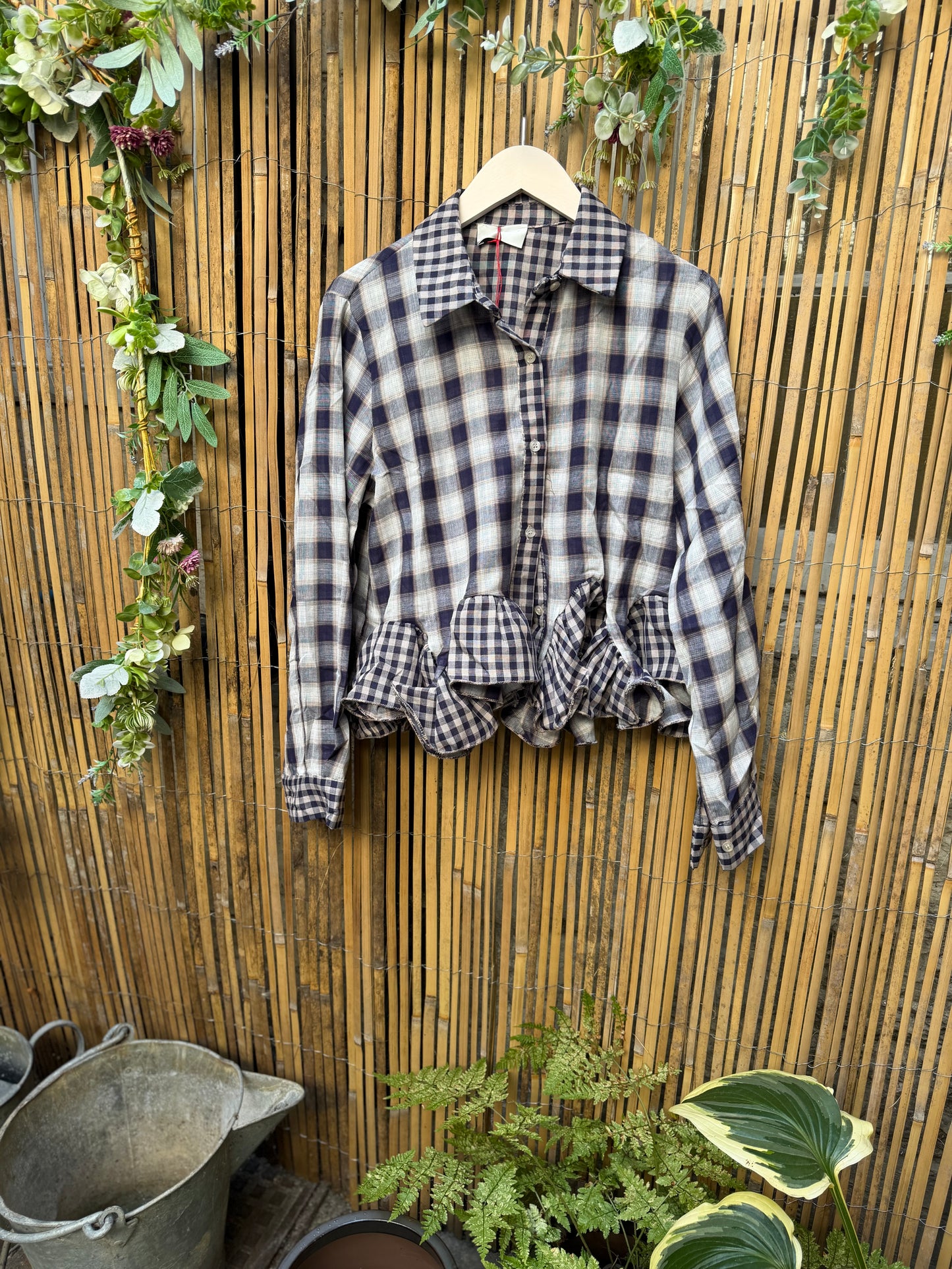 Autumn Frilled Check Blouse