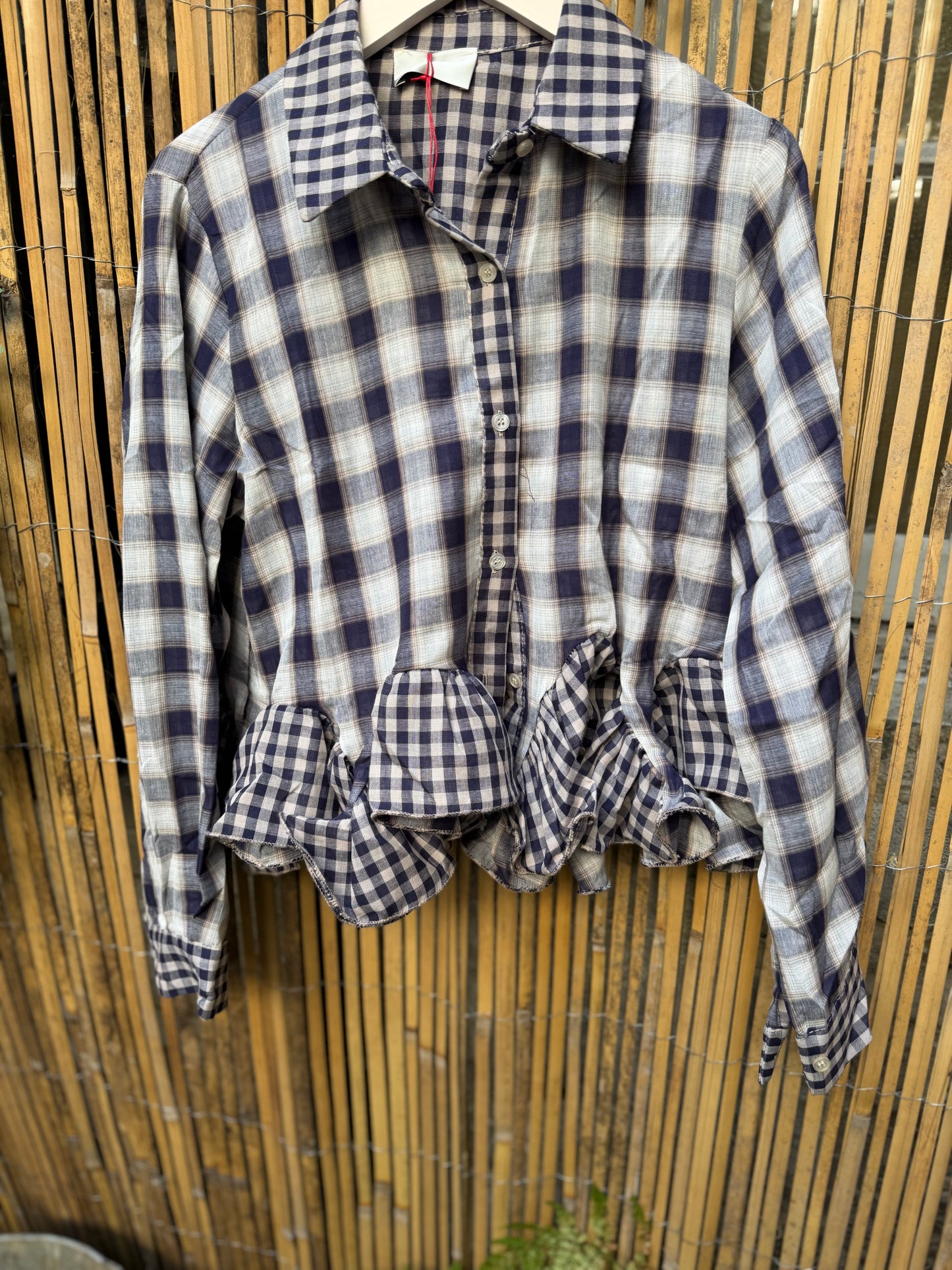 Autumn Frilled Check Blouse