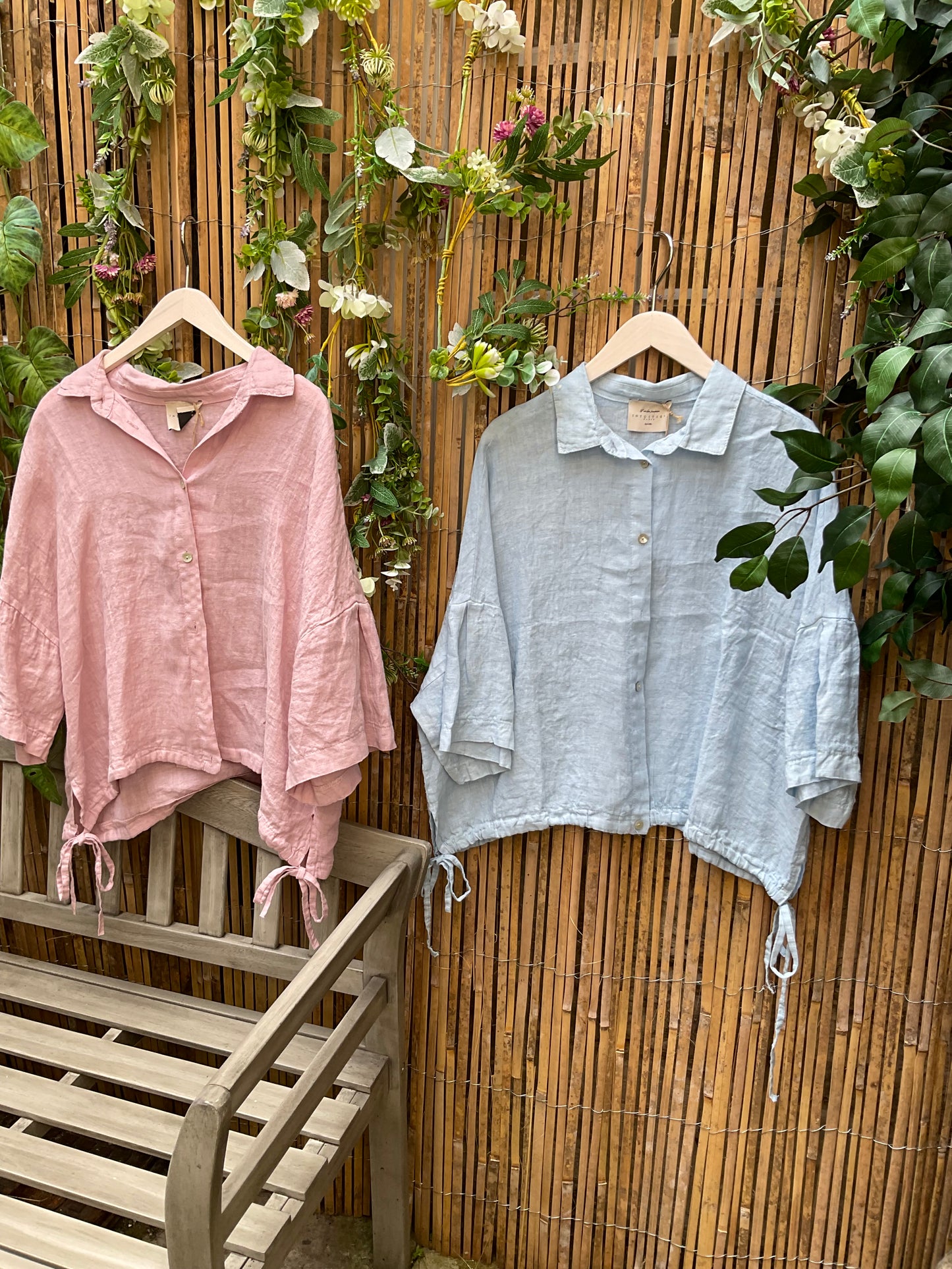 Linen shirts with tie detail