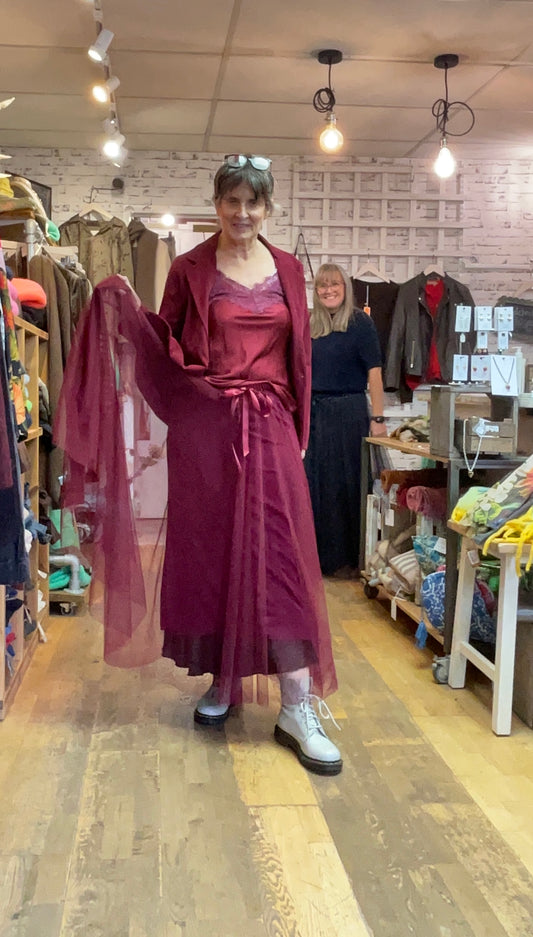 Wine tulle skirt
